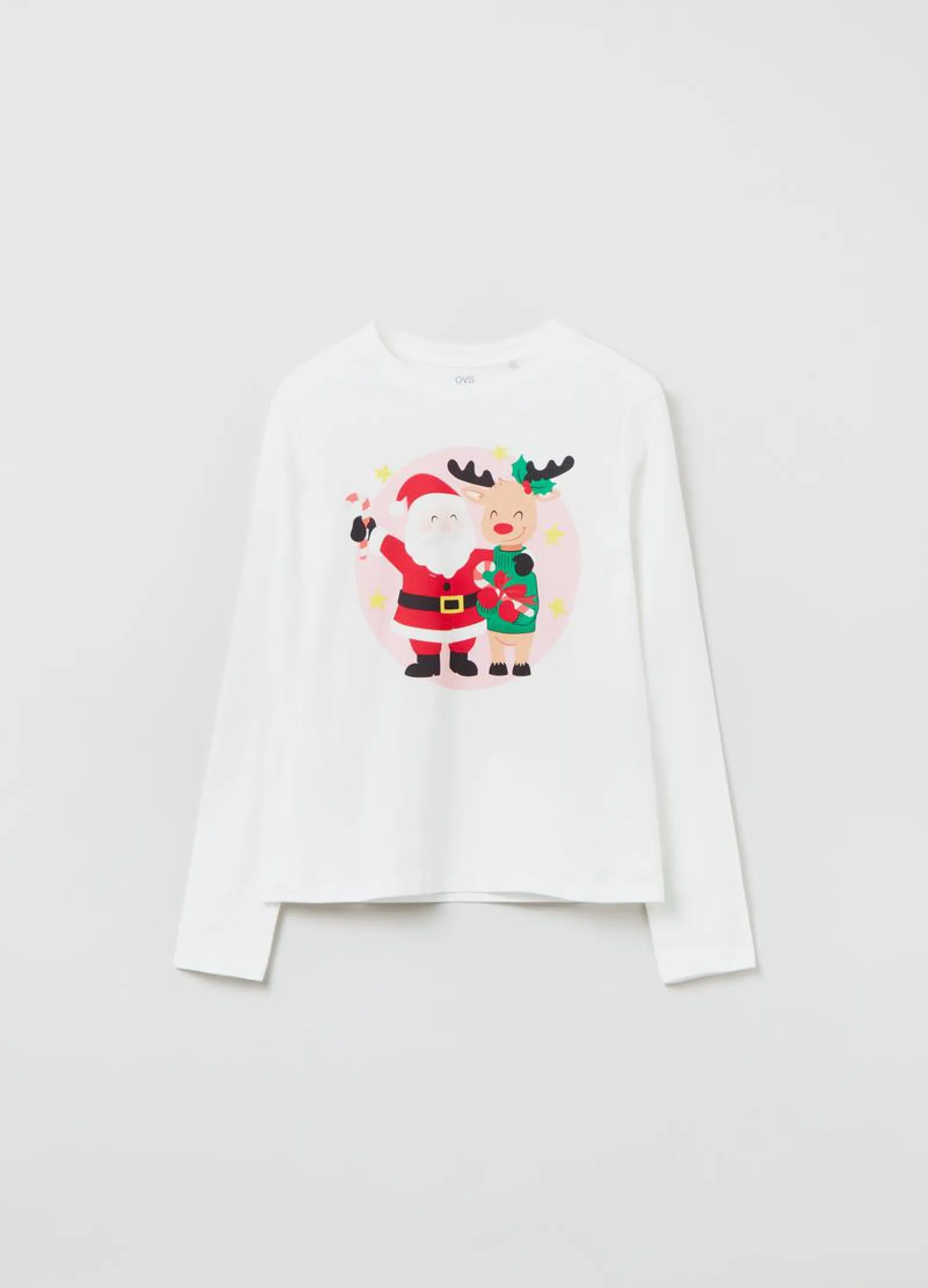 Camiseta de manga larga estampado Papá Noel