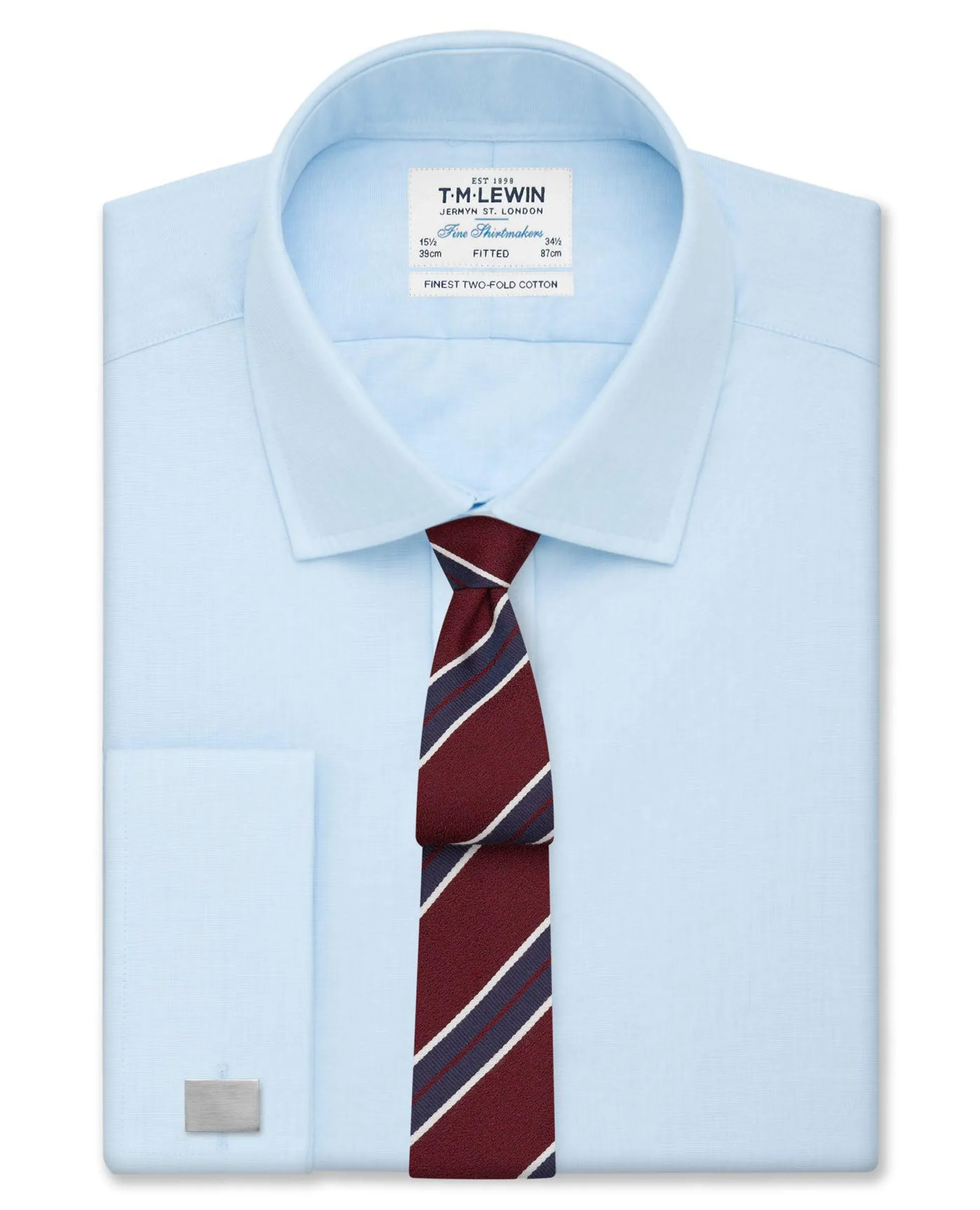 Fitted Light Blue End-on-End Double Cuff Shirt