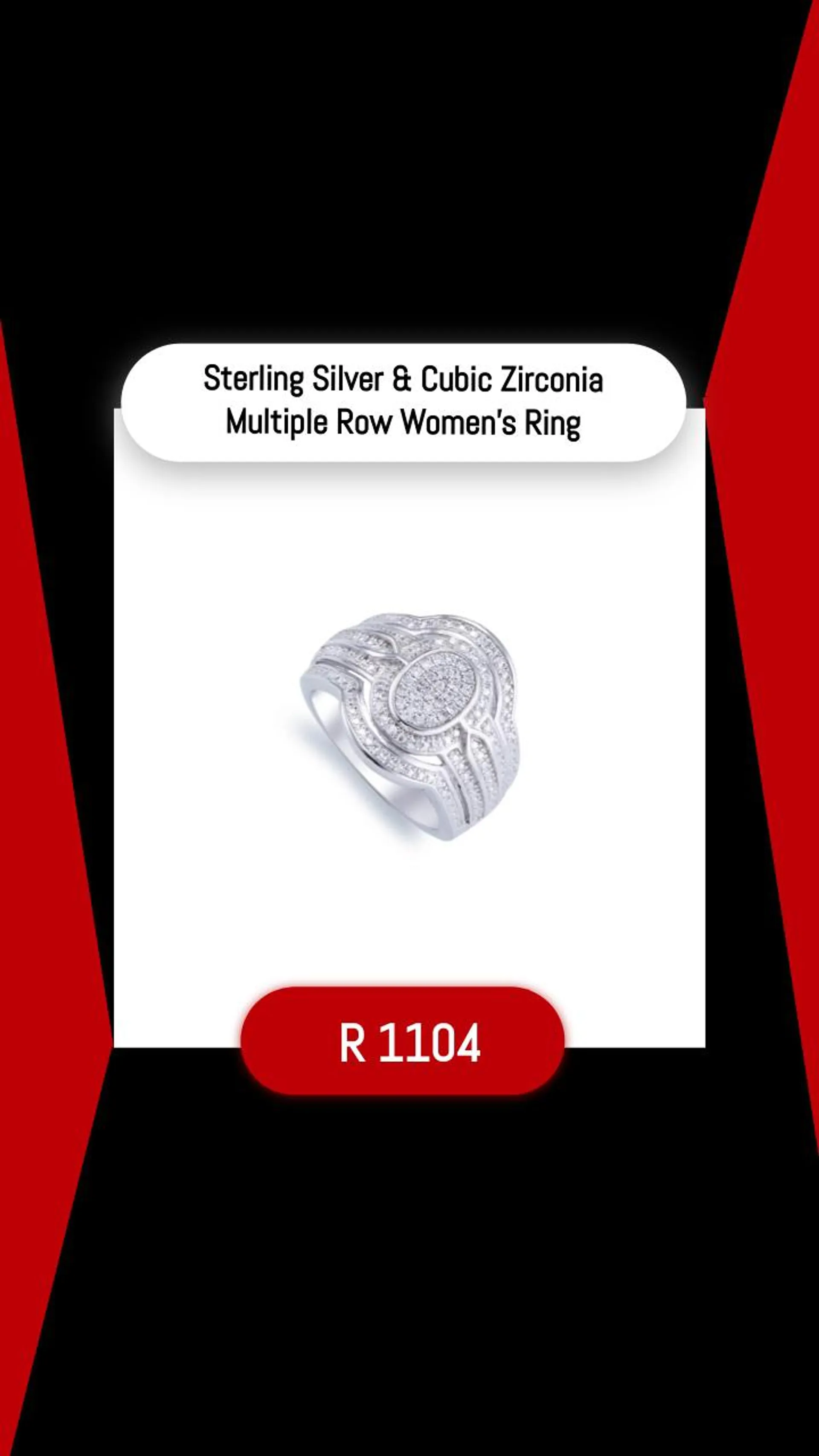 Sterling Silver & Cubic Zirconia Multiple Row Womens Ring