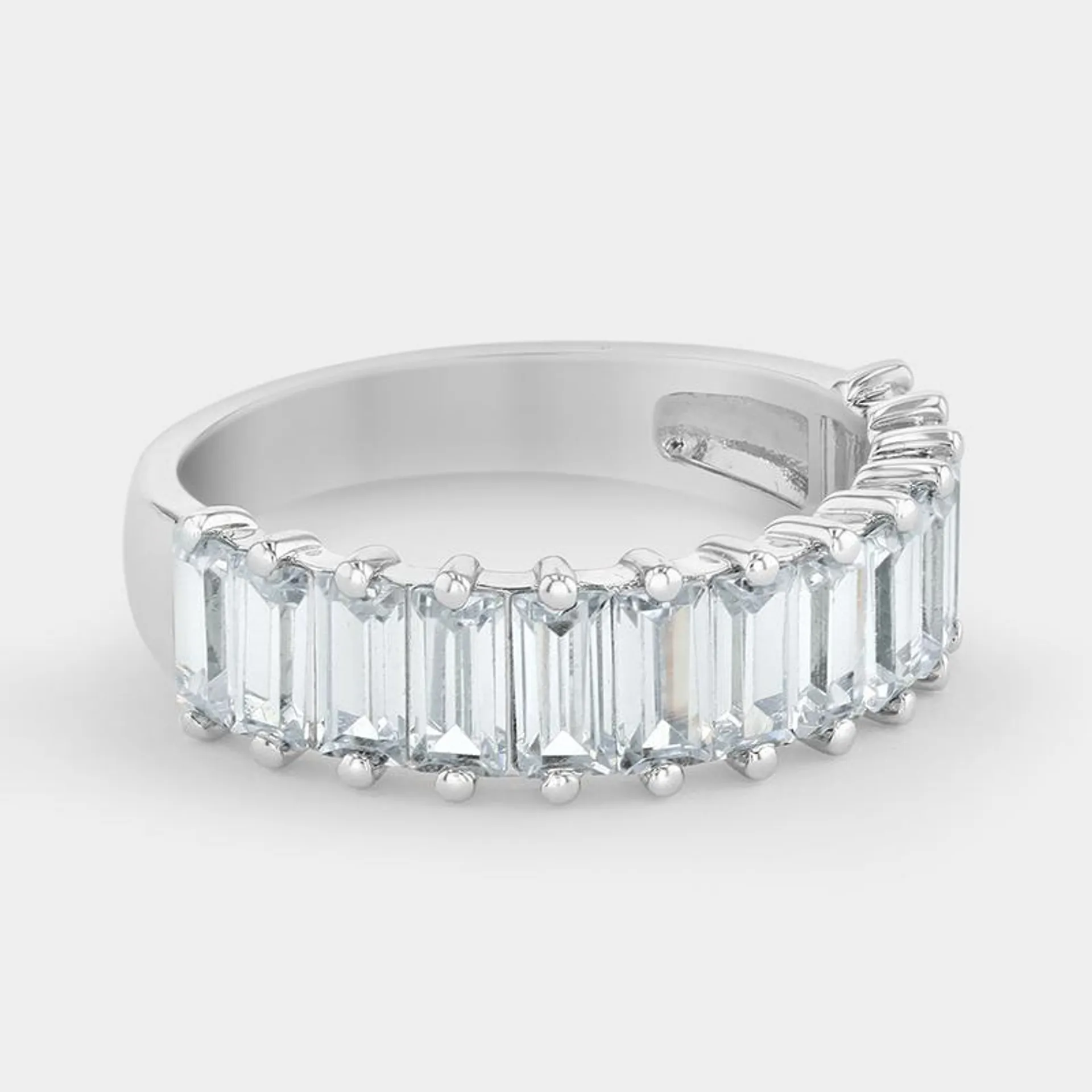 Cheté Sterling Silver Cubic Zirconia Women’s Emerald-Cut Eternity Ring