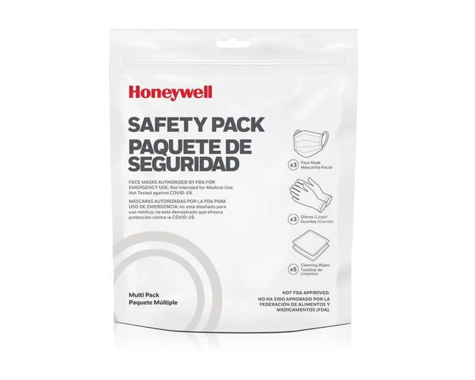 Honeywell Safety Multi Pack - 3 Face Masks, 3 Gloves & 5 Cleaning Wipes - RWS-50101