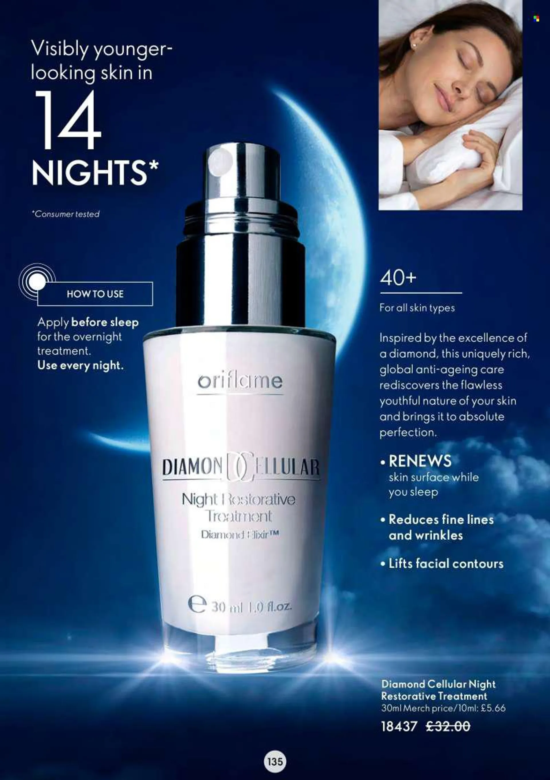 Oriflame offer  - 8.6.2022 - 28.6.2022 - Sales products - Diamond Cellular, Absolute. Page 135.