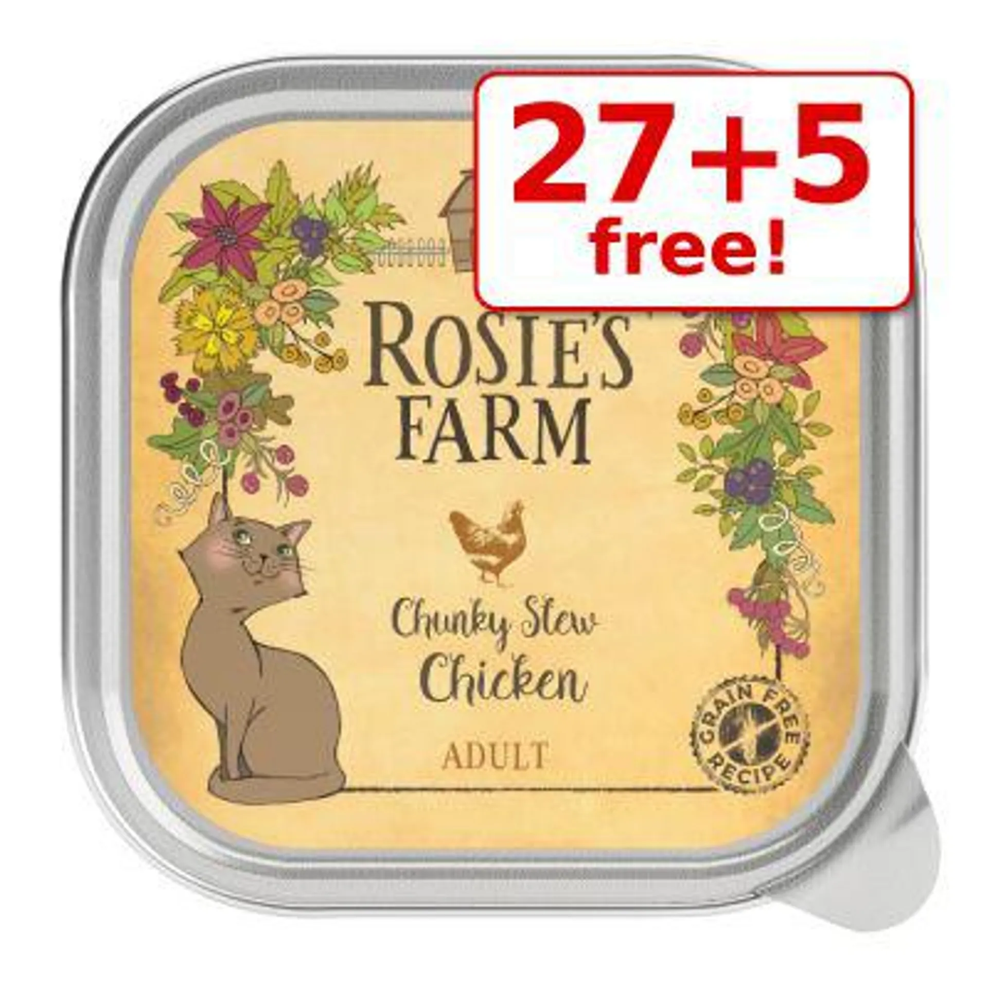 32 x 100g Rosie's Farm Wet Cat Food - 27 + 5 Free!*