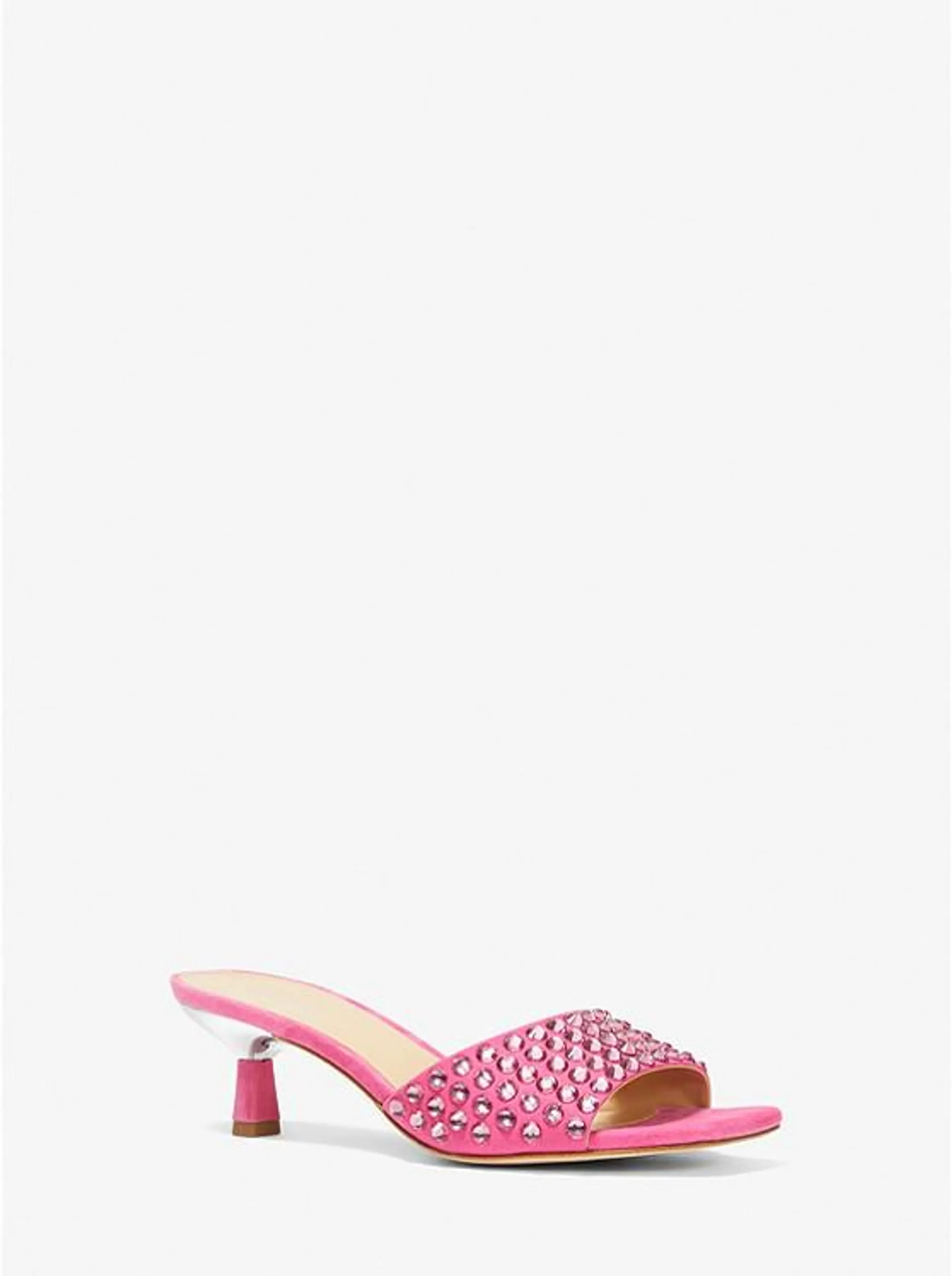 Amal Embellished Faux Suede Kitten Sandal