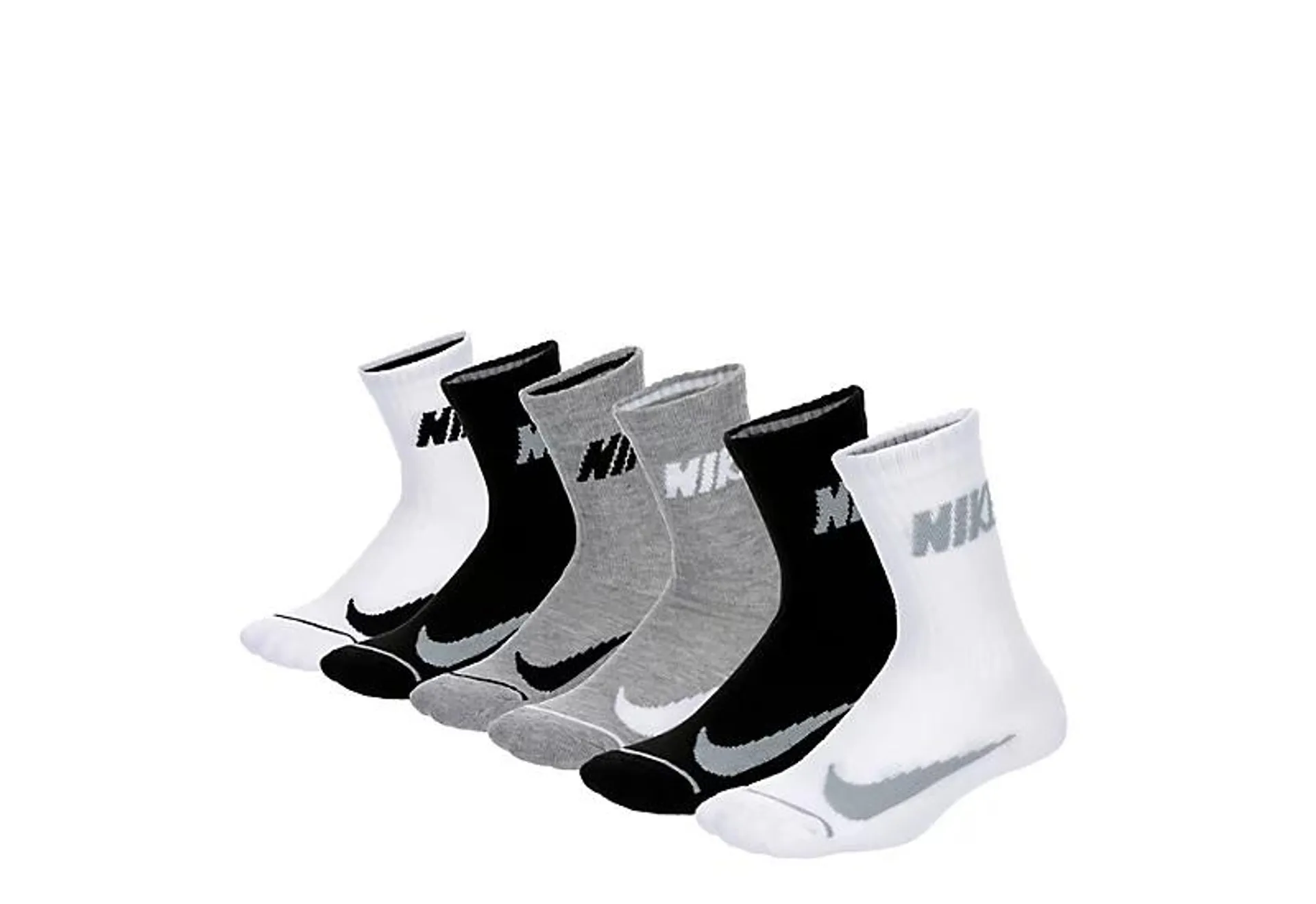Nike Unisex Swoosh Crew Socks 6 Pairs - Grey
