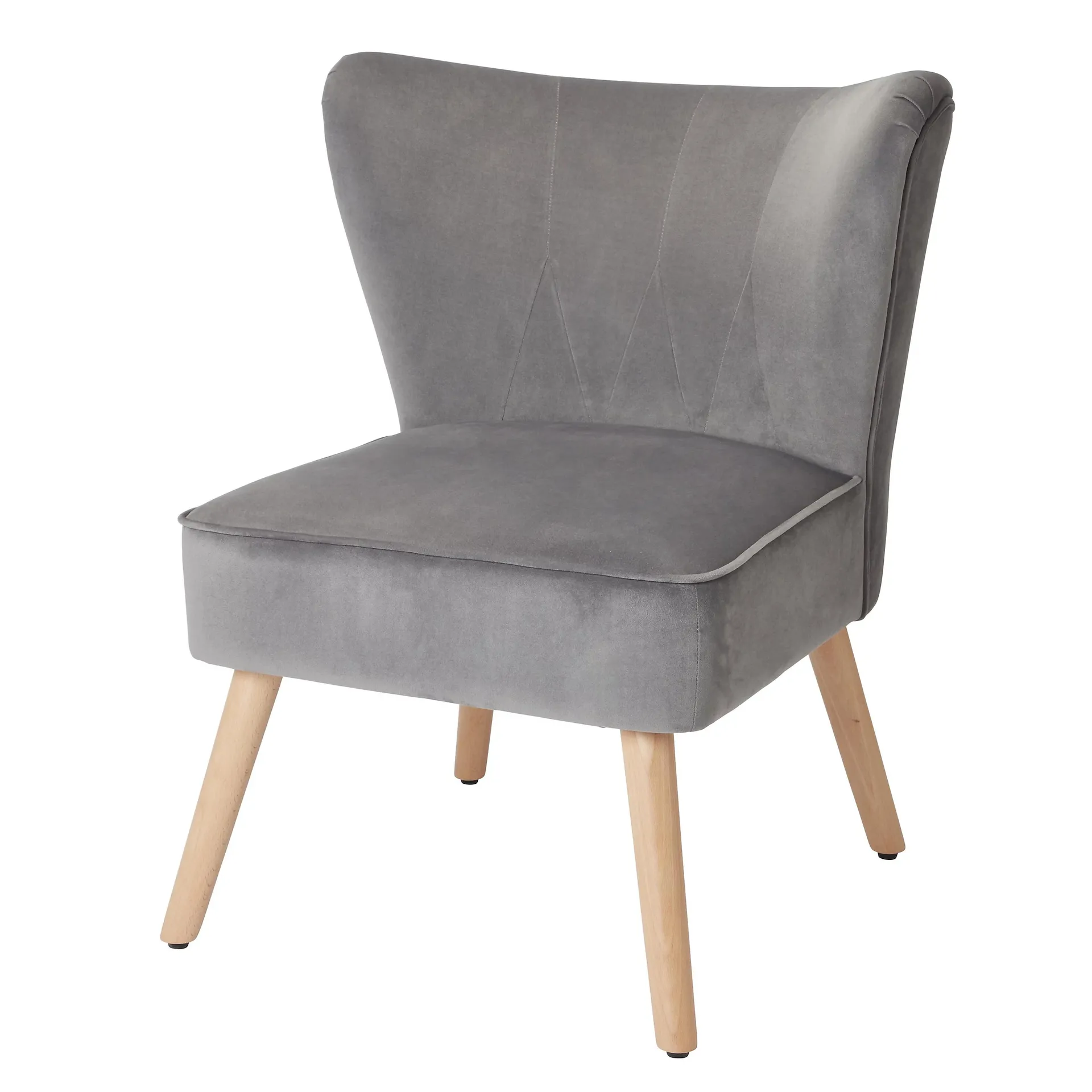 Zorita Grey Velvet effect Occasional chair (H)830mm (W)650mm (D)715mm