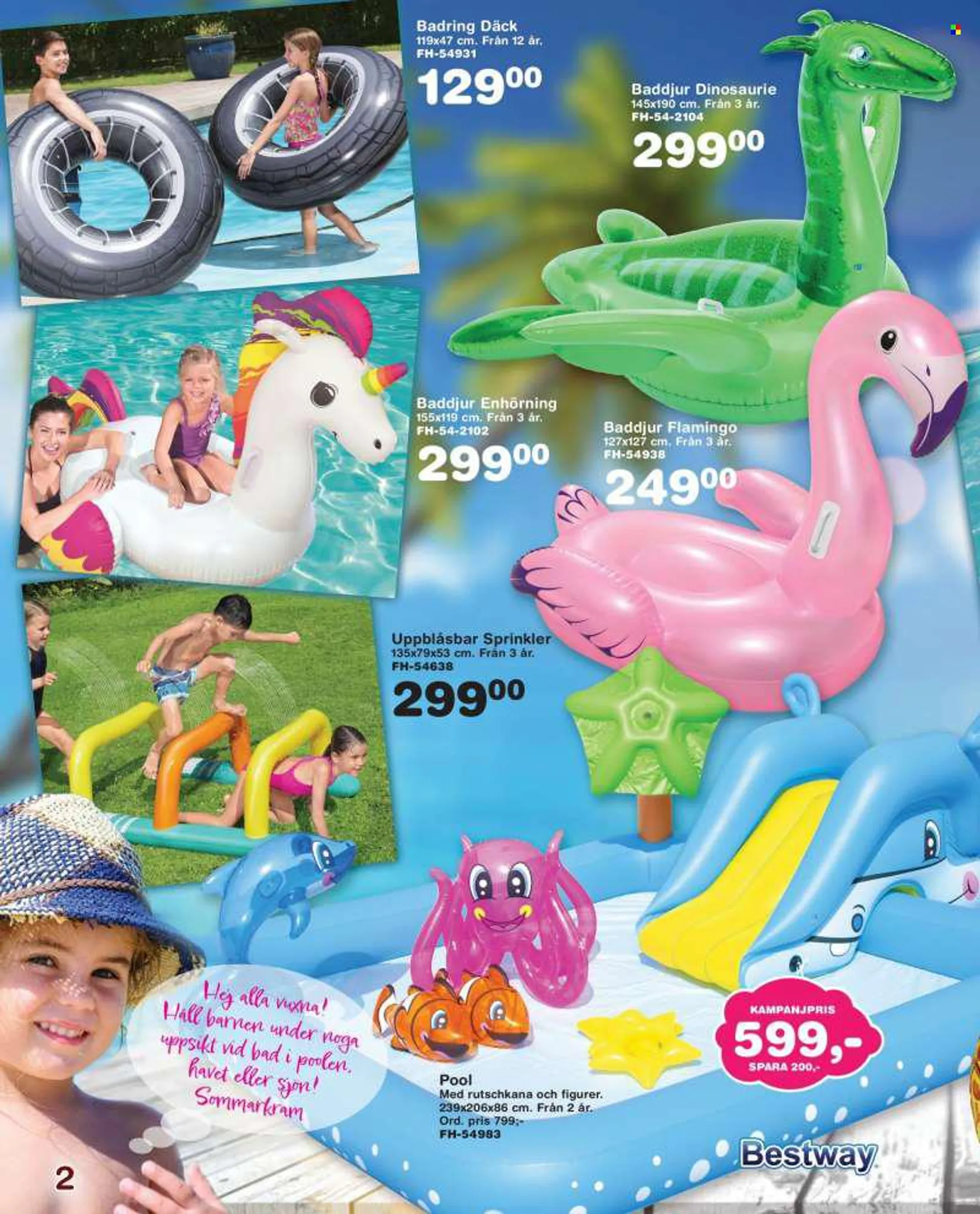 Lekextra reklamblad - 7/6 2022 - 10/7 2022 - varor från reklamblad - enhörning, flamingo, pool. Sida 2.