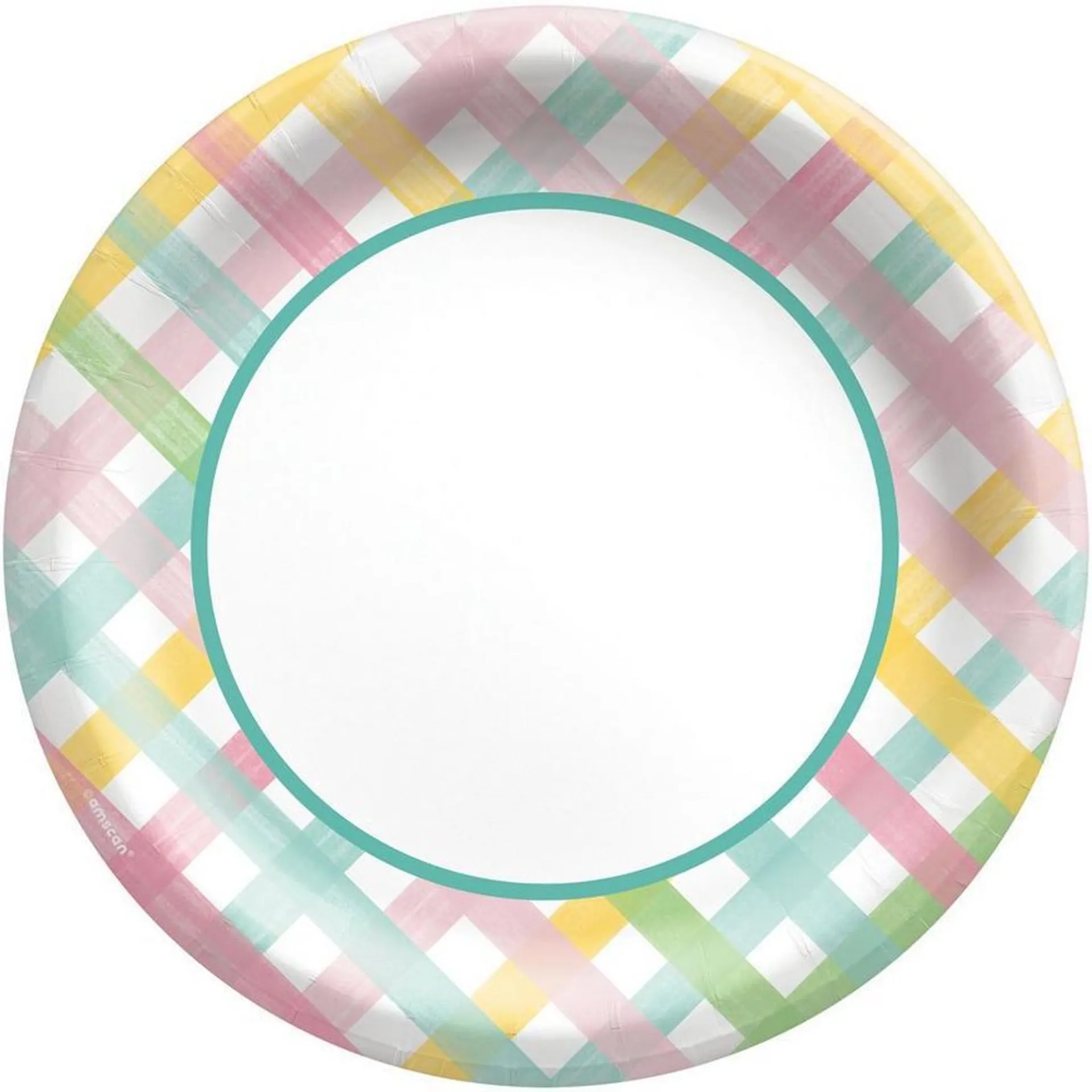 Spring Fun Gingham Paper Dinner Plates, 10in, 50ct