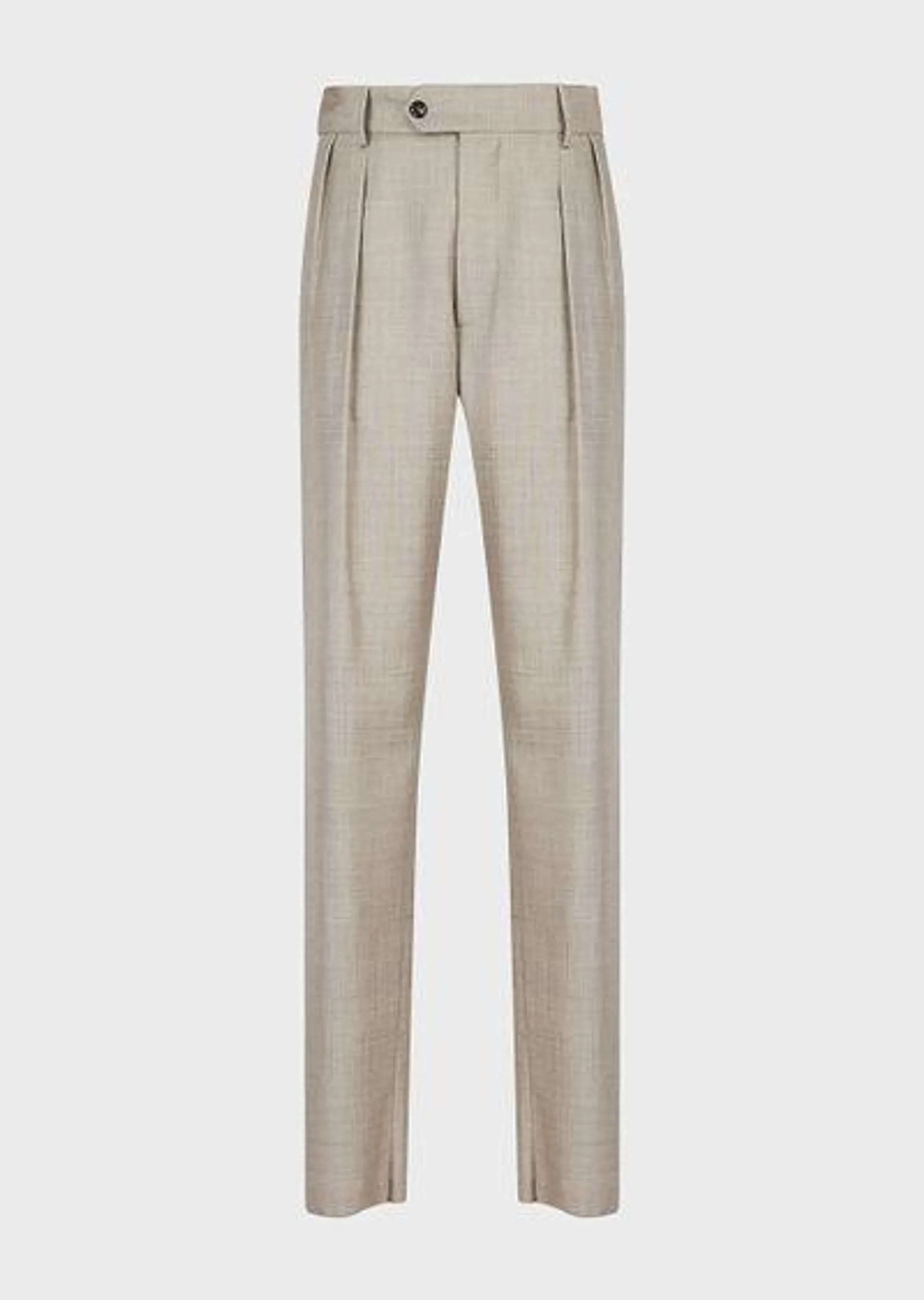Two-pleat trousers in virgin wool, silk and linen