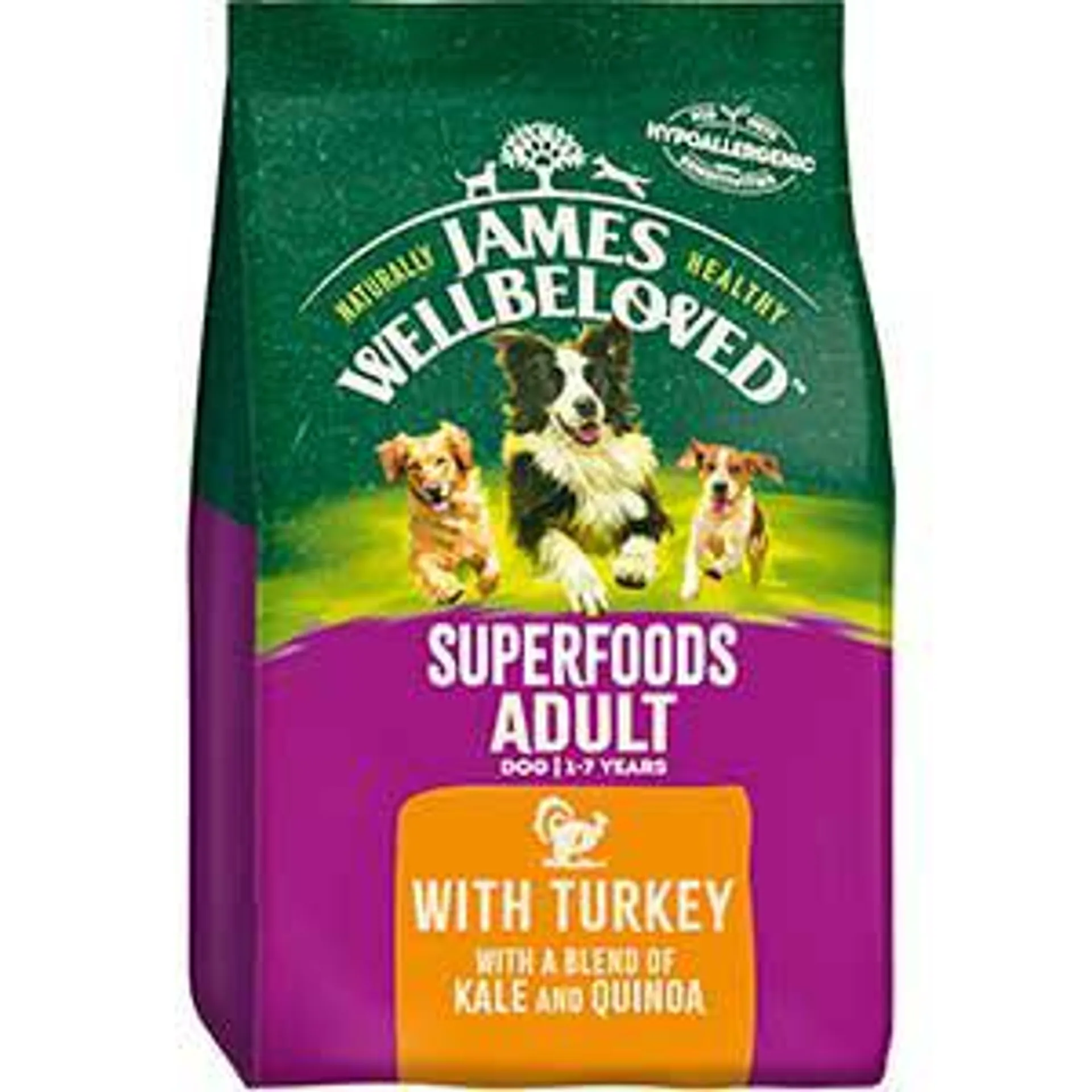 James Wellbeloved Superfoods Dry Adult Dog Food Turkey Kale & Quinoa