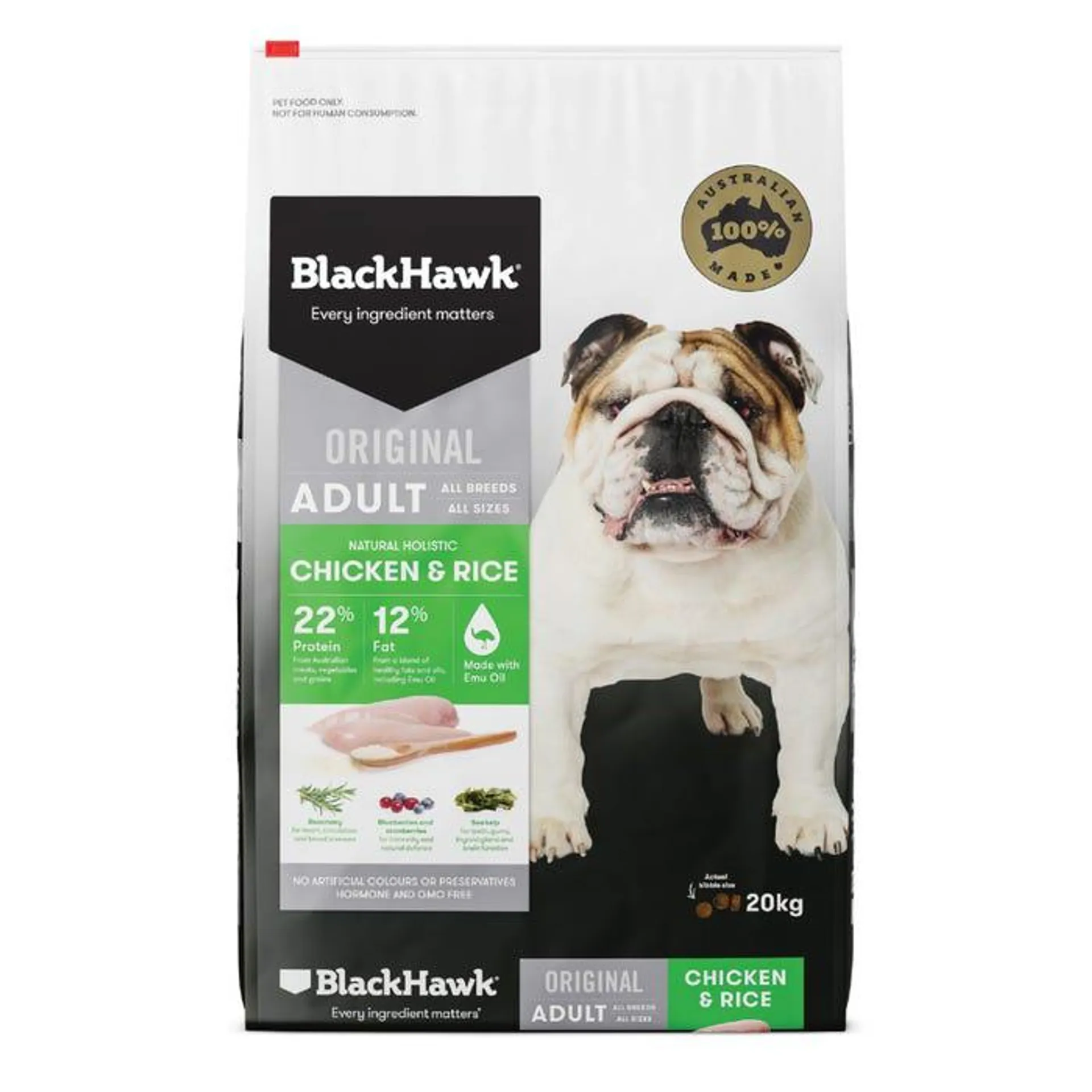 Black Hawk Chicken & Rice Adult Dog Food 20kg