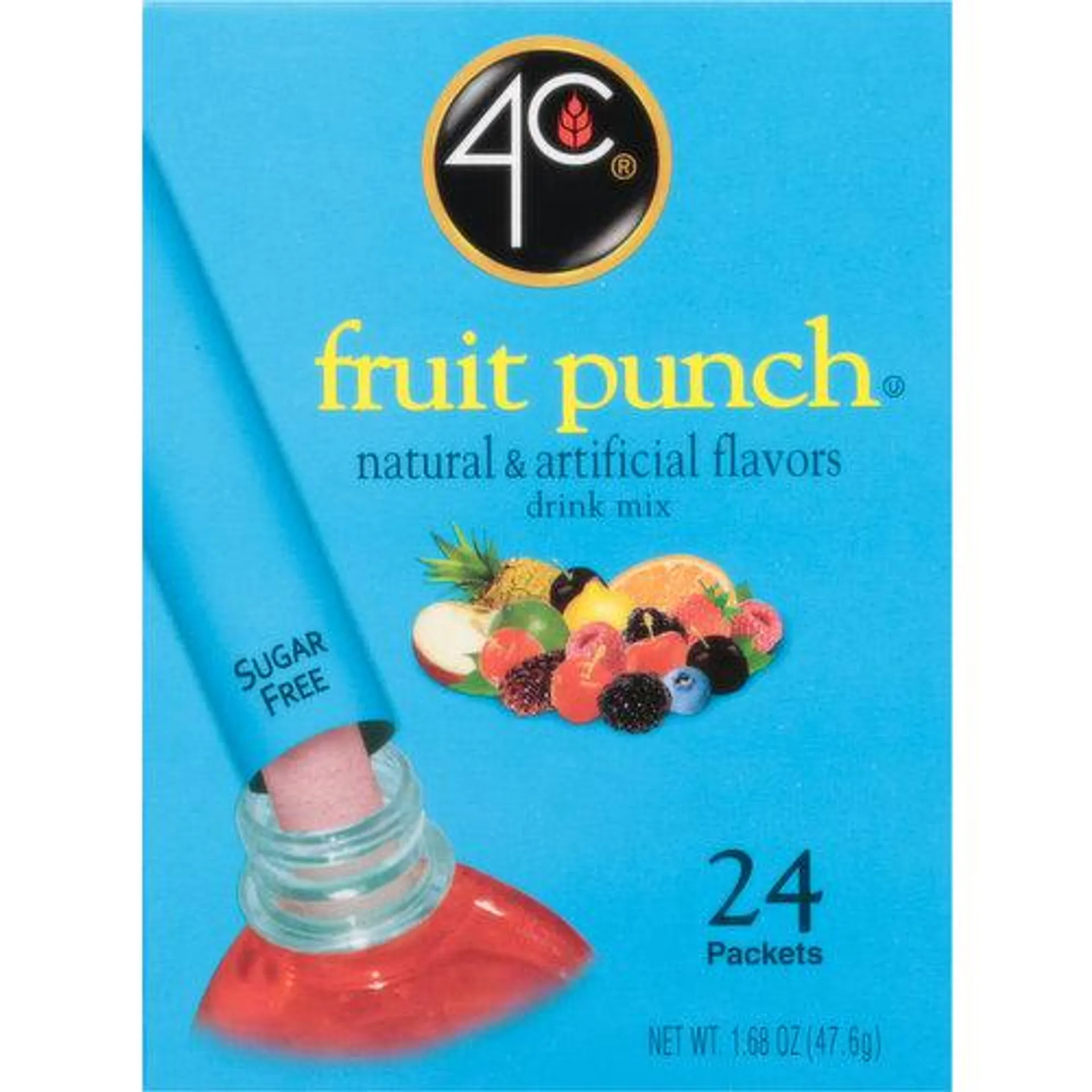 4C Drink Mix, Sugar Free, Fruit Punch, 24 Each