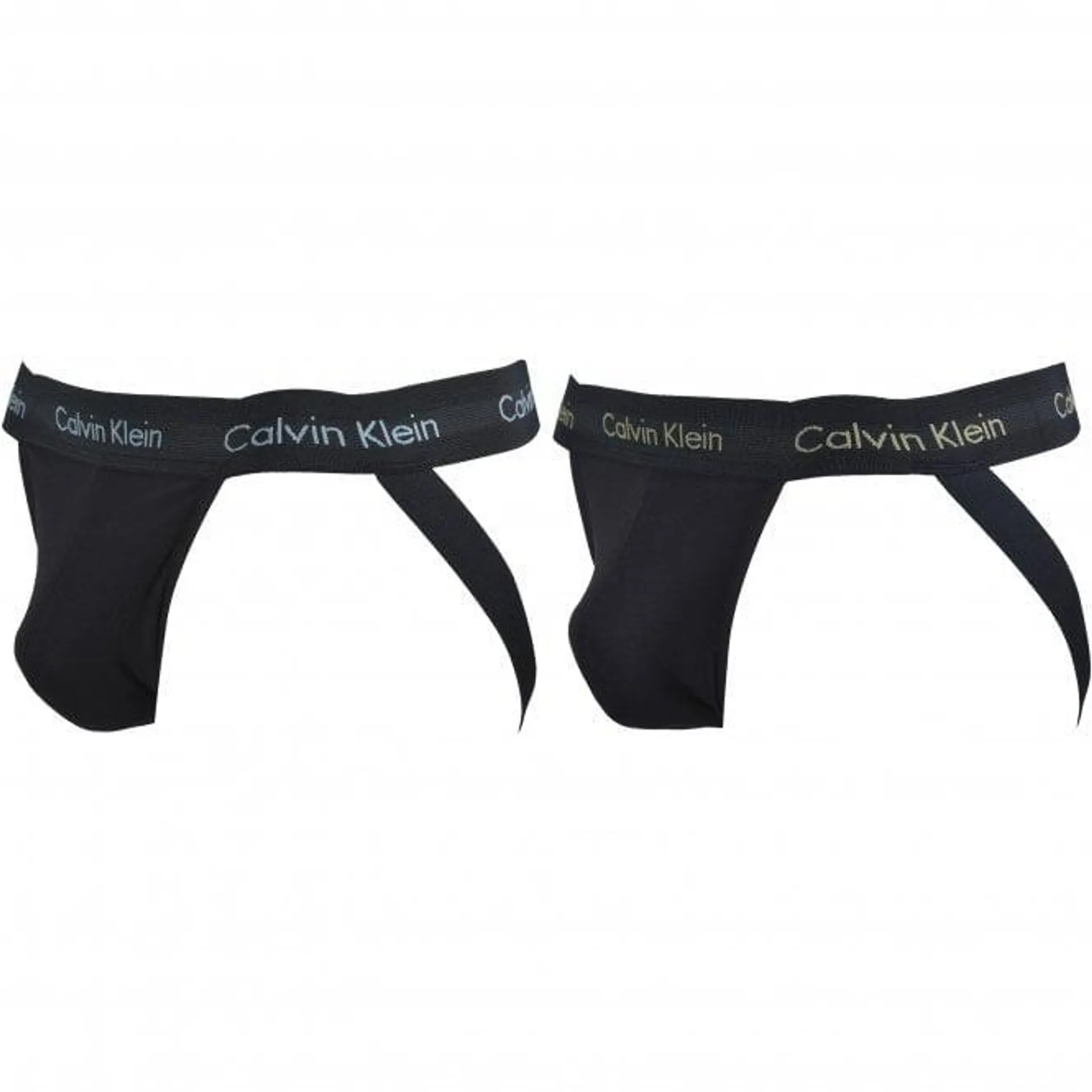 Calvin Klein 2-Pack Cotton Stretch Jockstraps, Black w/ blue/khaki