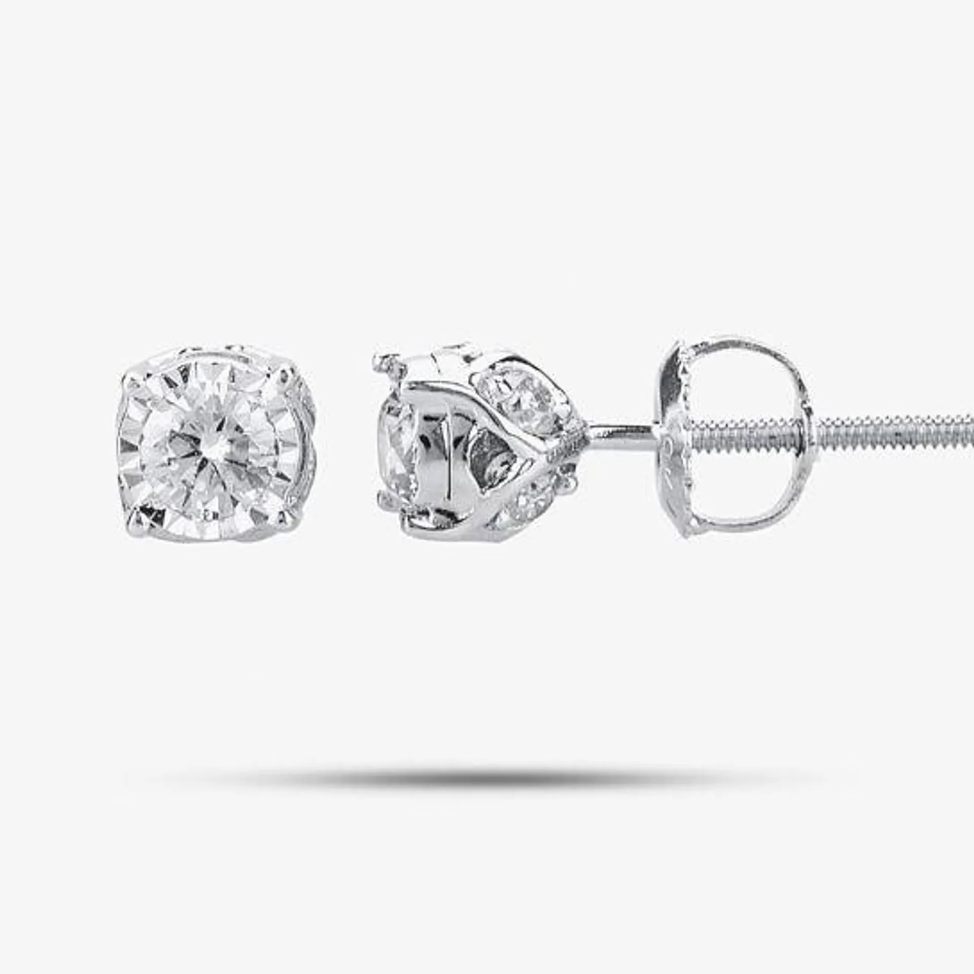 9ct White Gold 0.50ct Four Claw Diamond Stud Earrings THE19683-50
