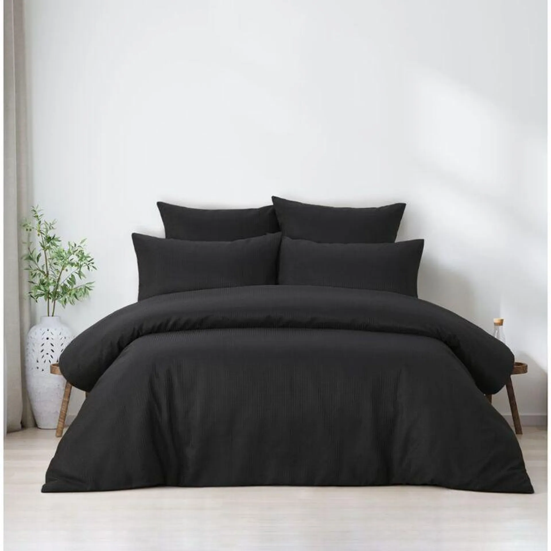 Mode Taylor Waffle Quilt Cover Set Charcoal Queen