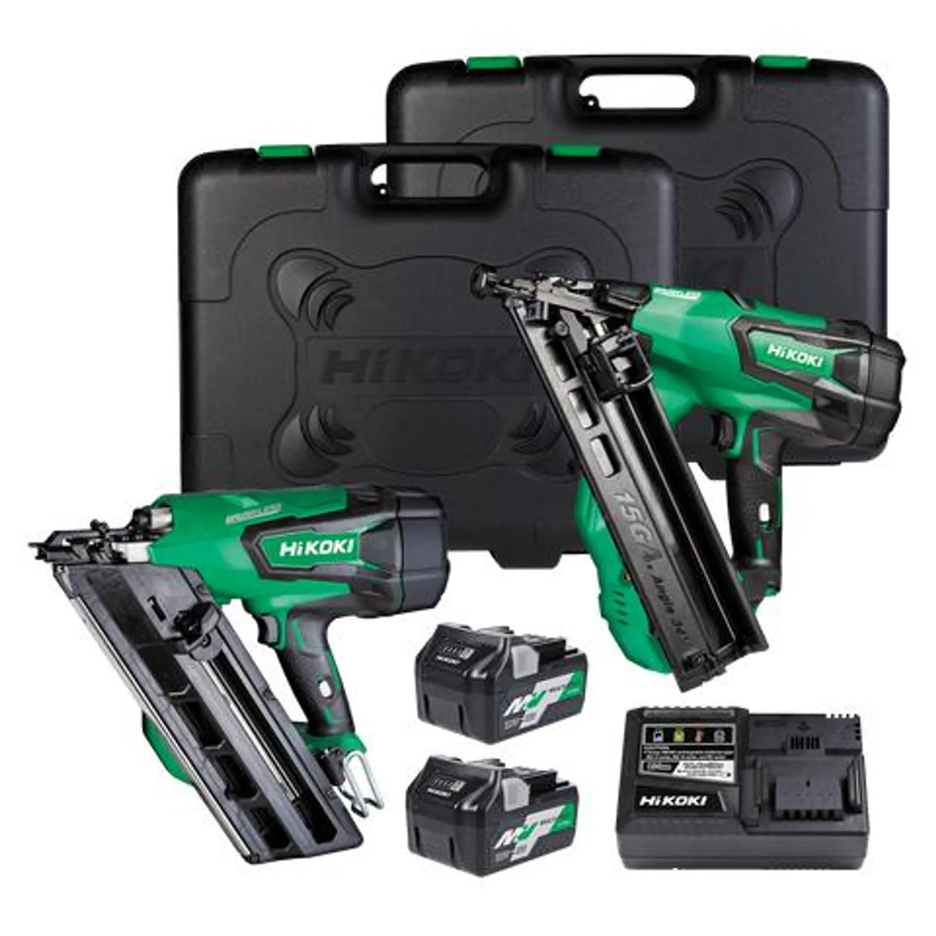 HiKOKI MultiVolt Cordless Gasless Framing Nailer & 15ga Finishing Nailer 18v Kit