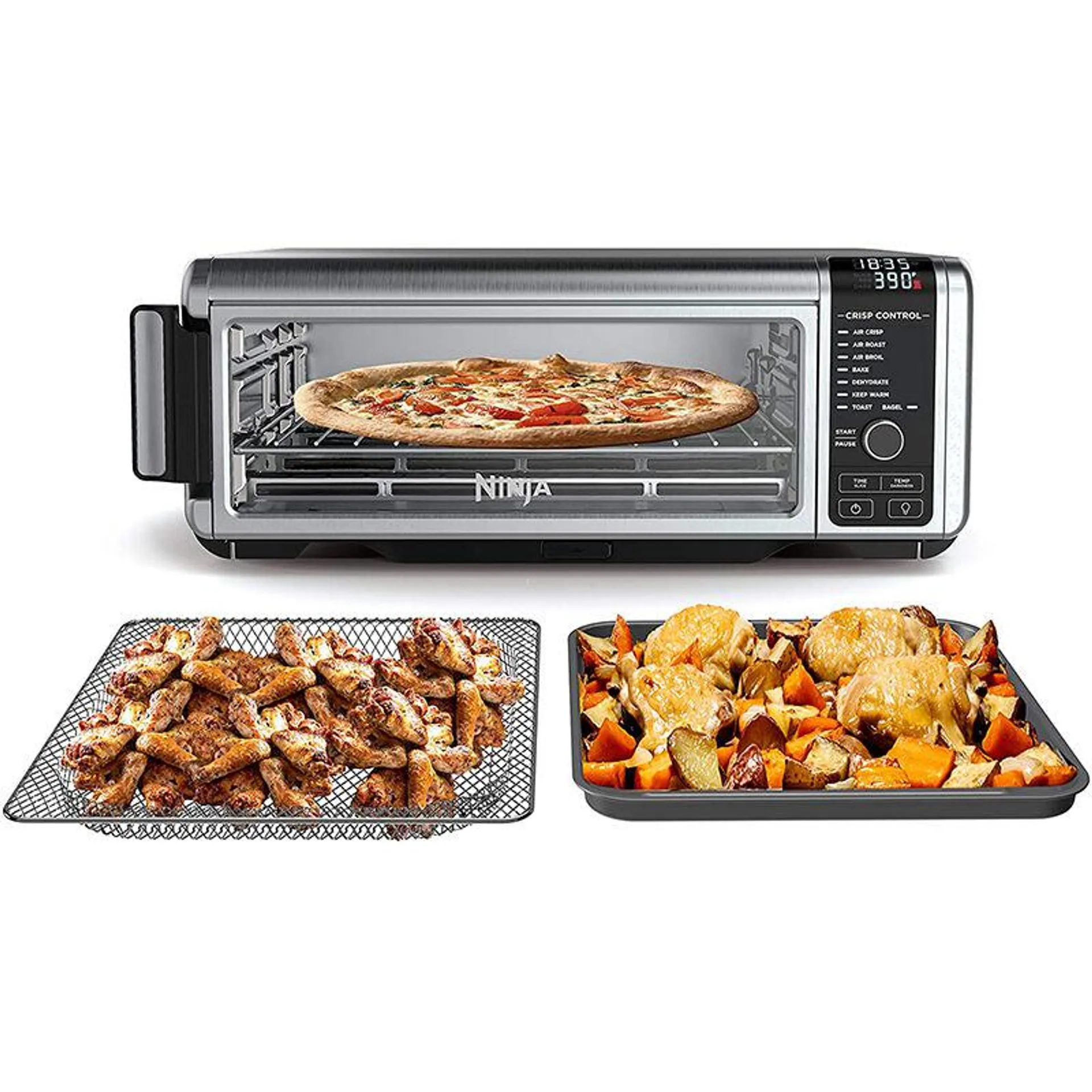 Ninja SP101 Foodi 8-in-1 Digital Air Fry, Large Toaster Oven, Flip-Away for Storage, Dehydrate, Keep Warm, 1800 Watts, XL Capacity, Stainless Steel