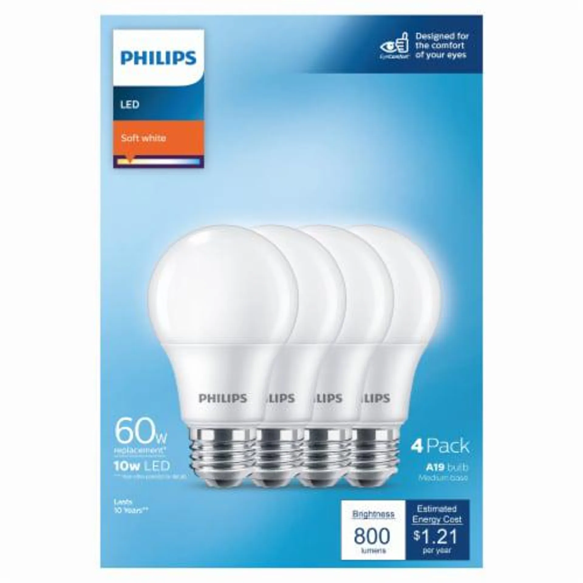 Philips Soft White10-Watt (60-Watt) A19 LED Light Bulbs