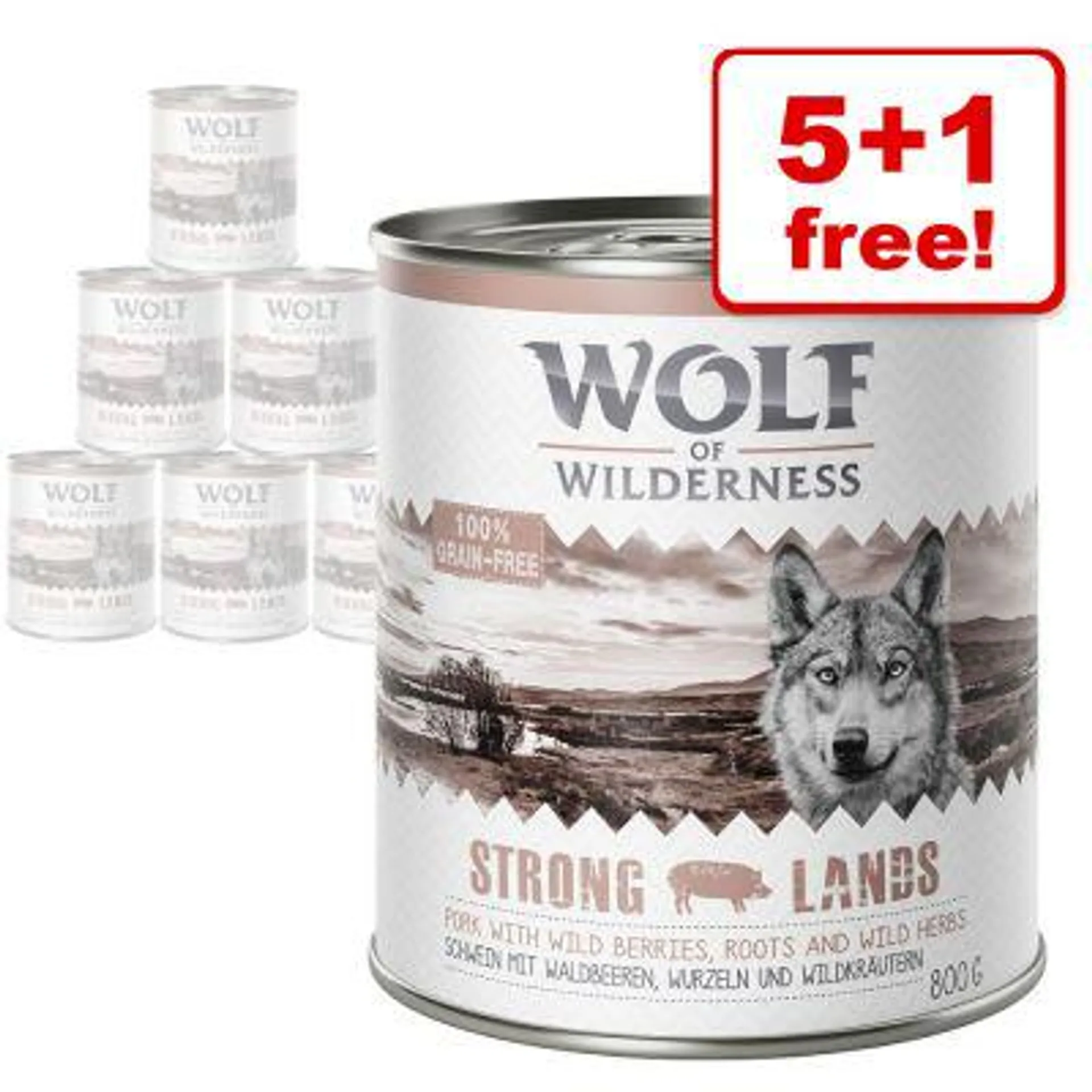 6 x 800g Wolf of Wilderness Classic Wet Dog Food - 5 + 1 Free!*