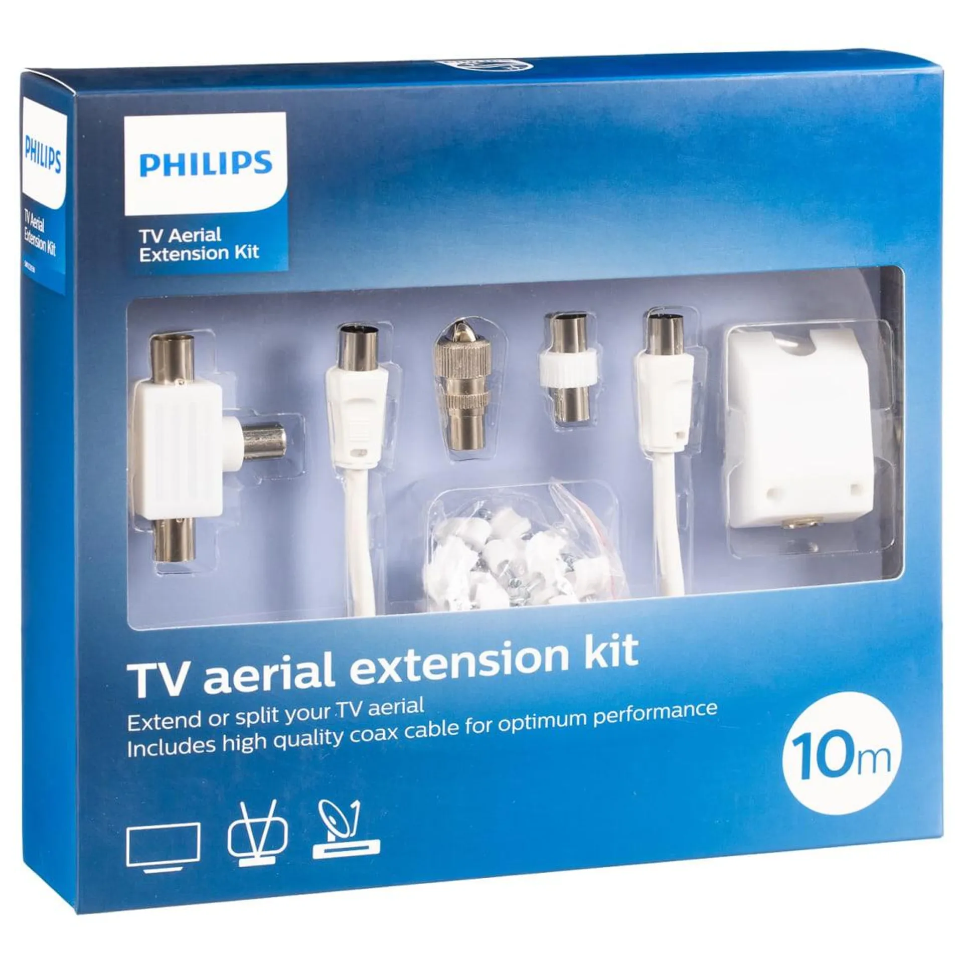 Philips TV Extension Kit 10 Metre White Coaxial Lead