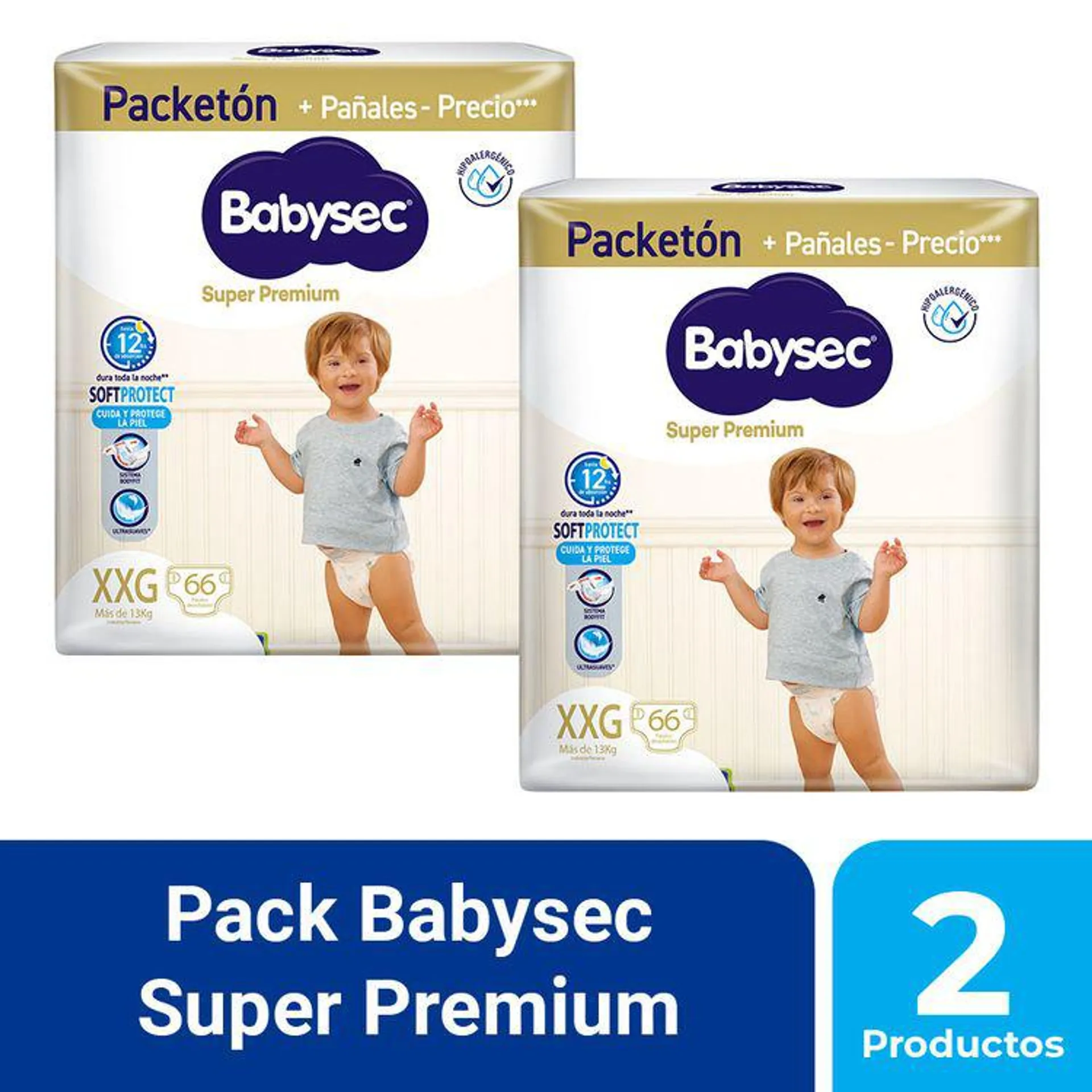 Twopack Pañales para Bebé Babysec Super Premium Talla XXG 66un