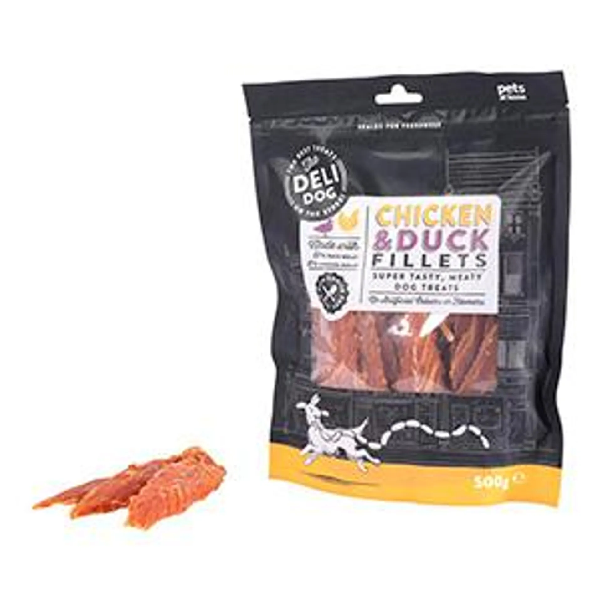 Pets at Home The Deli Dog Chicken and Duck Fillet Adult Dog Treats 500g