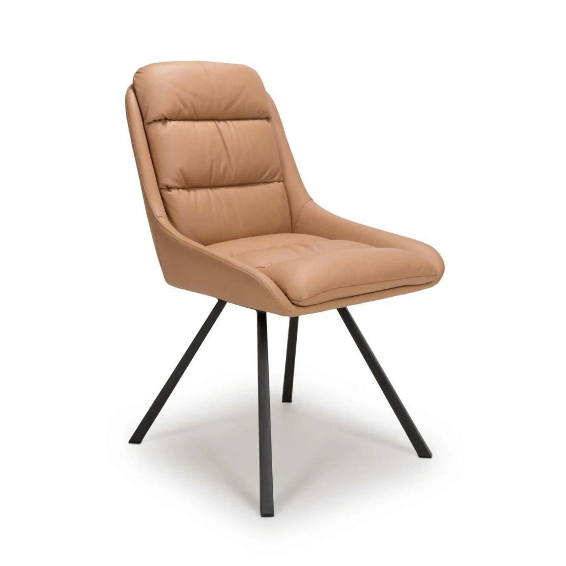 Arnhem Swivel Leather Effect Tan Dining Chair Set Of 2
