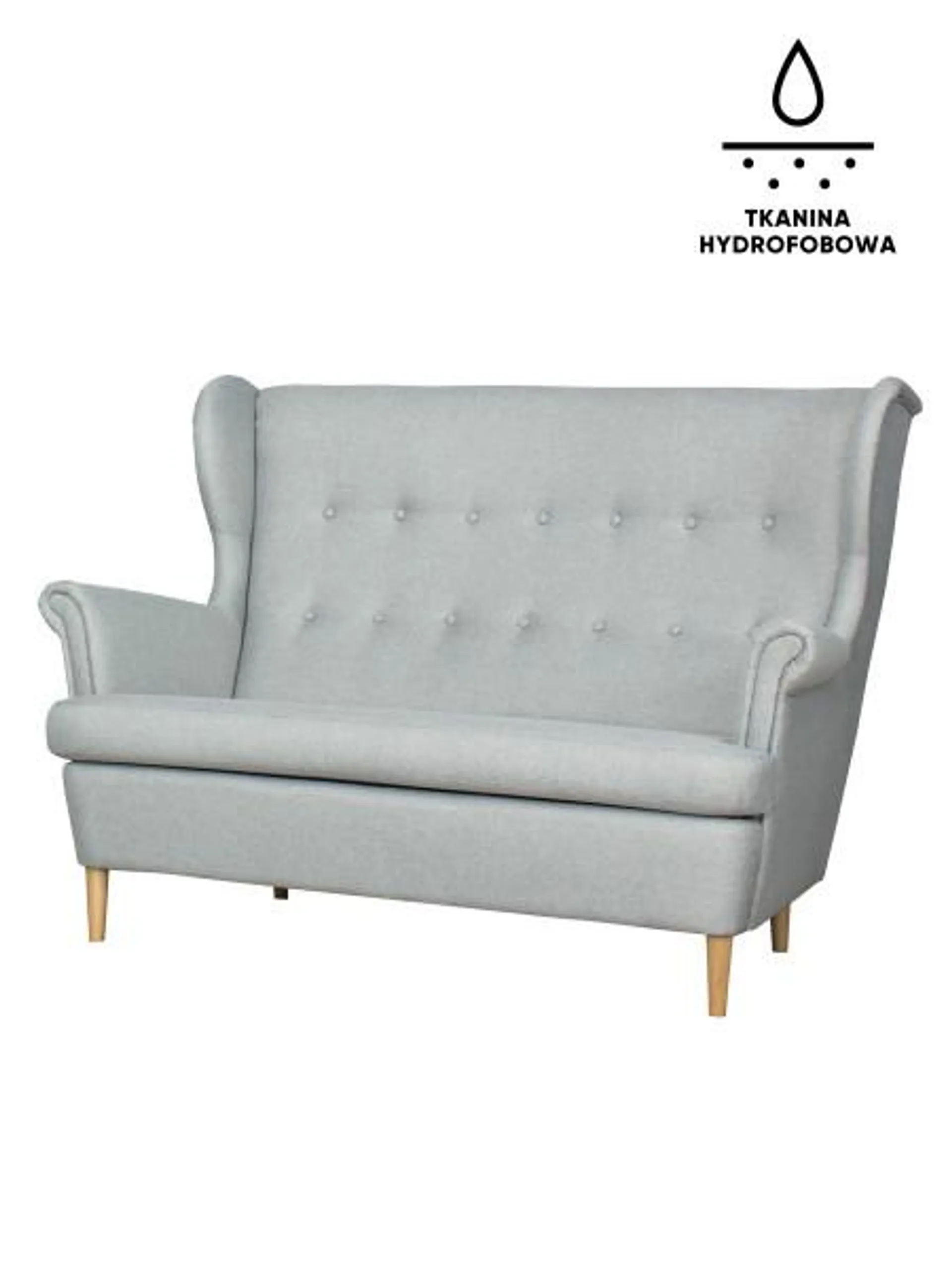 Sofa 2-osobowa Werina (elegantis jasny szary)