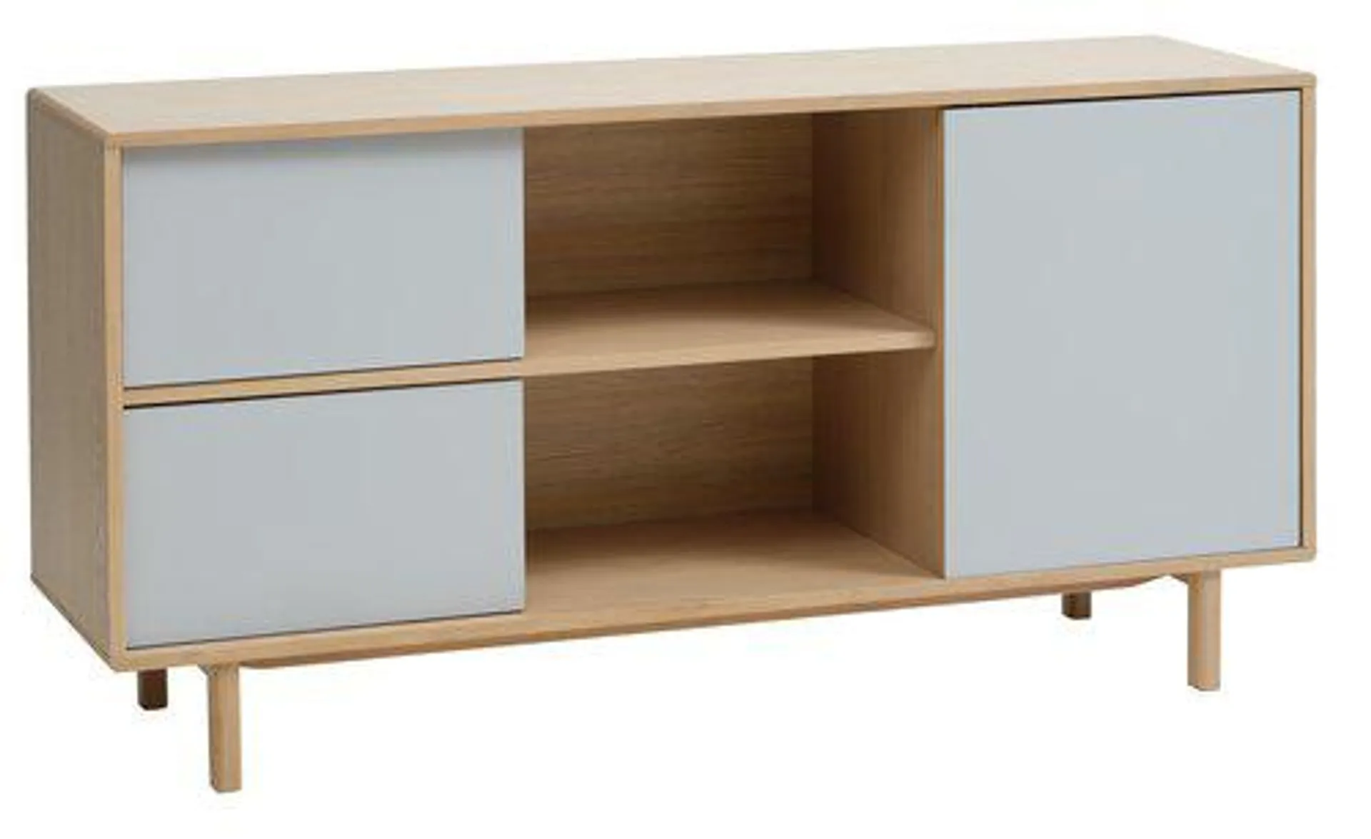 Dressoir EGEBJERG 2 lades 1 deur grijs/eiken