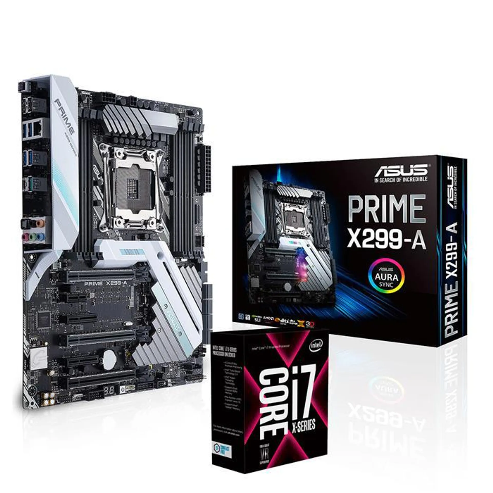 KIT GAMER SERVIDOR MOTHER ASUS PRIME X299-A DDR4 TRIPLE M.2 RGB + MICROPROCESADOR INTEL I7-7800X