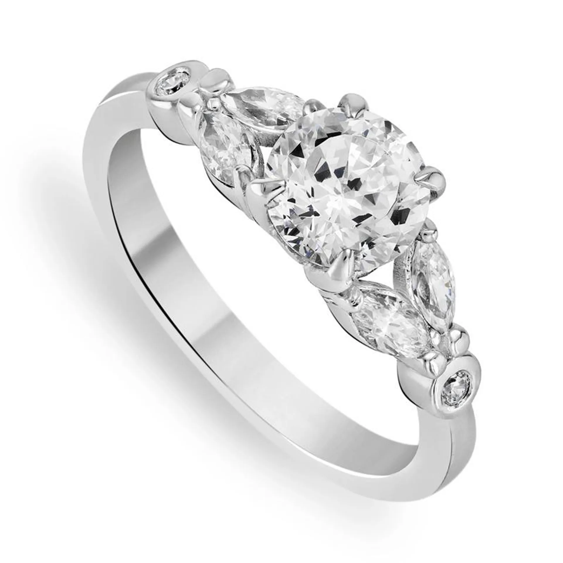 White Gold Moissanite Marquis Embrace Ring