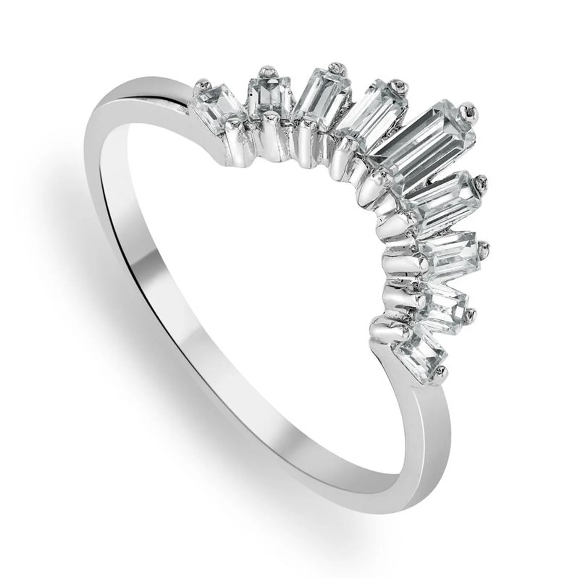 Sterling Silver & Cubic Zirconia Baguette Tiara Ring
