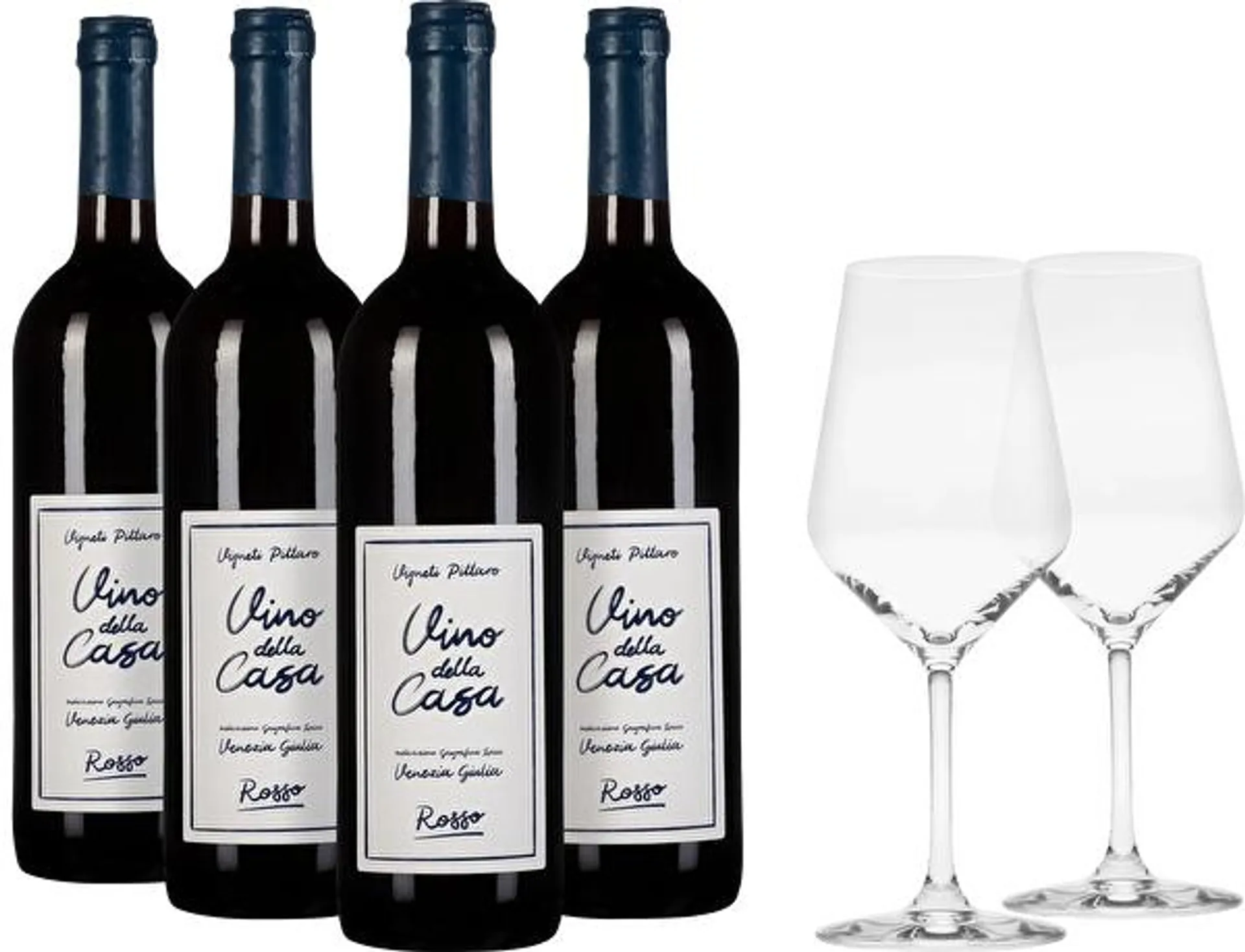 Probierpaket Vino della Casa Rosso inkl. 2 Gläser
