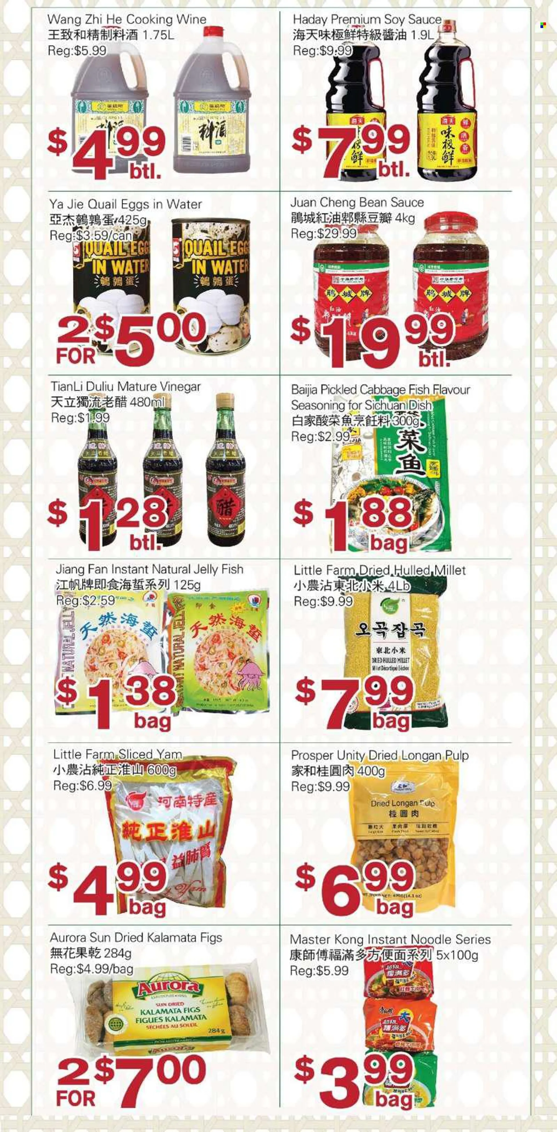 First Choice Supermarket Flyer - June 24, 2022 - June 30, 2022 - Sales products - cabbage, figs, fish, sauce, noodles, eggs, jelly, spice, soy sauce, vinegar, cooking wine, quail. Page 3.