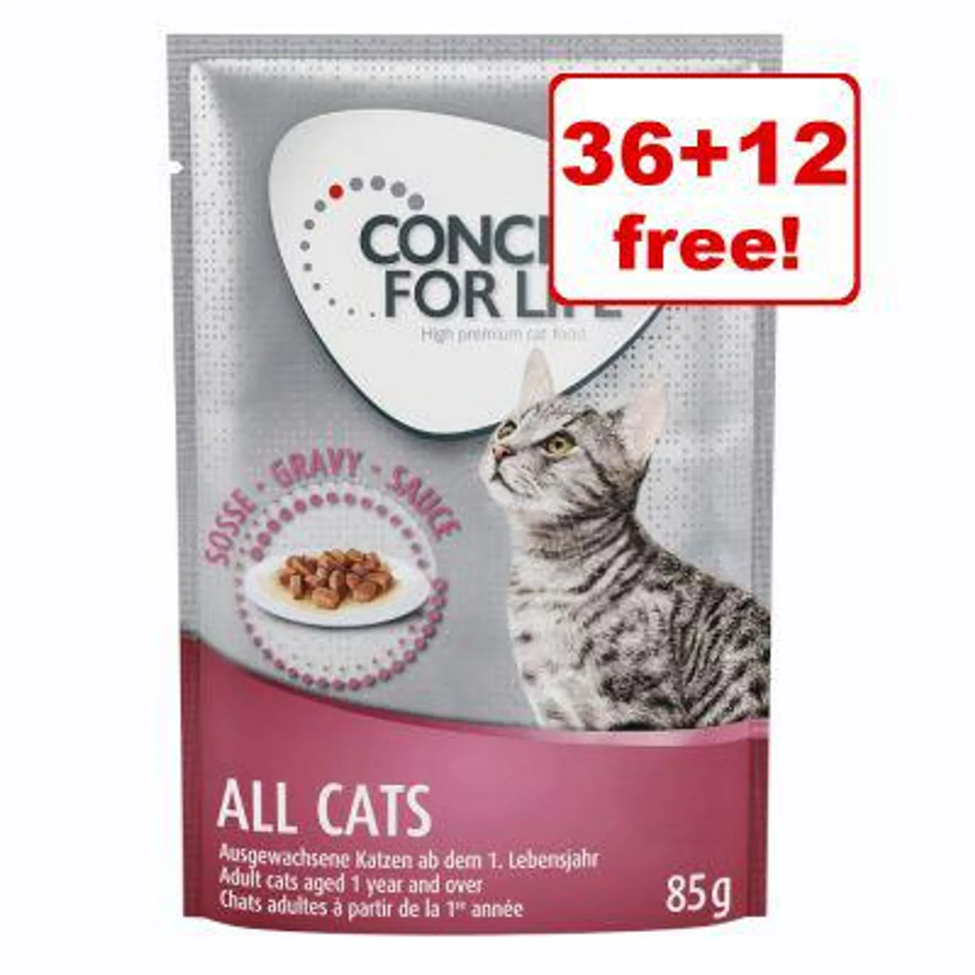 48 x 85g Concept for Life Wet Cat Food - 36 + 12 Free!*