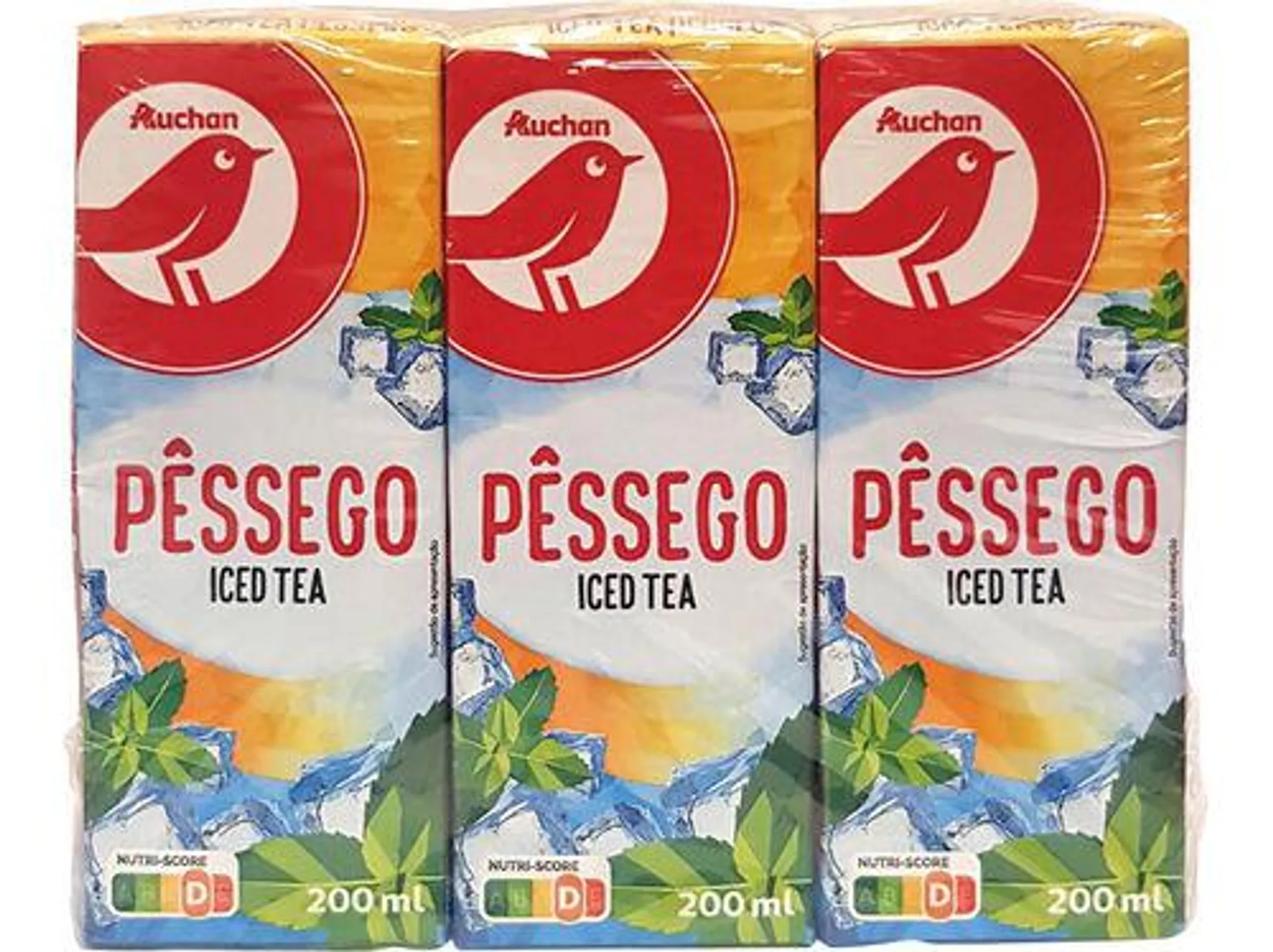 ice tea auchan pessego 6x200ml