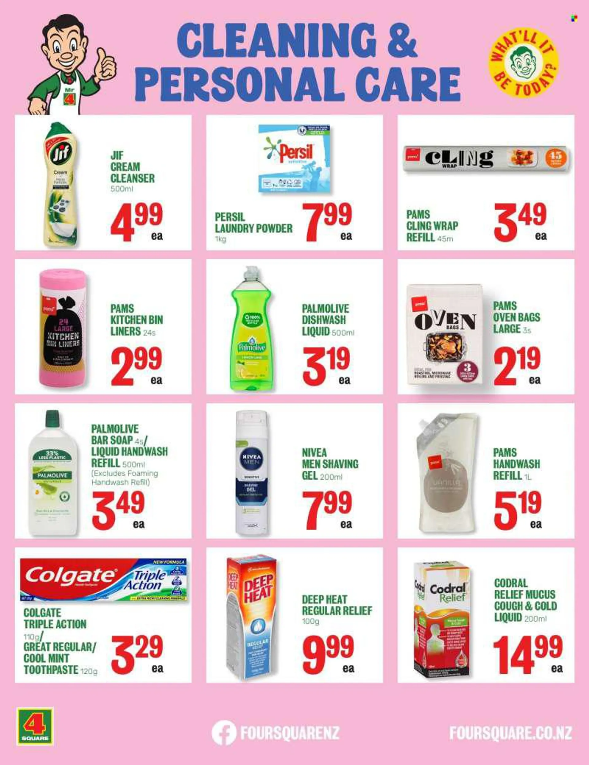 Four Square mailer - 13.06.2022 - 19.06.2022 - Sales products - Jif, wine, alcohol, rosé wine, Persil, laundry powder, dishwashing liquid, hand wash, Palmolive, soap bar, soap, Colgate, toothpaste, cleanser, Nivea, bag. Page 11.