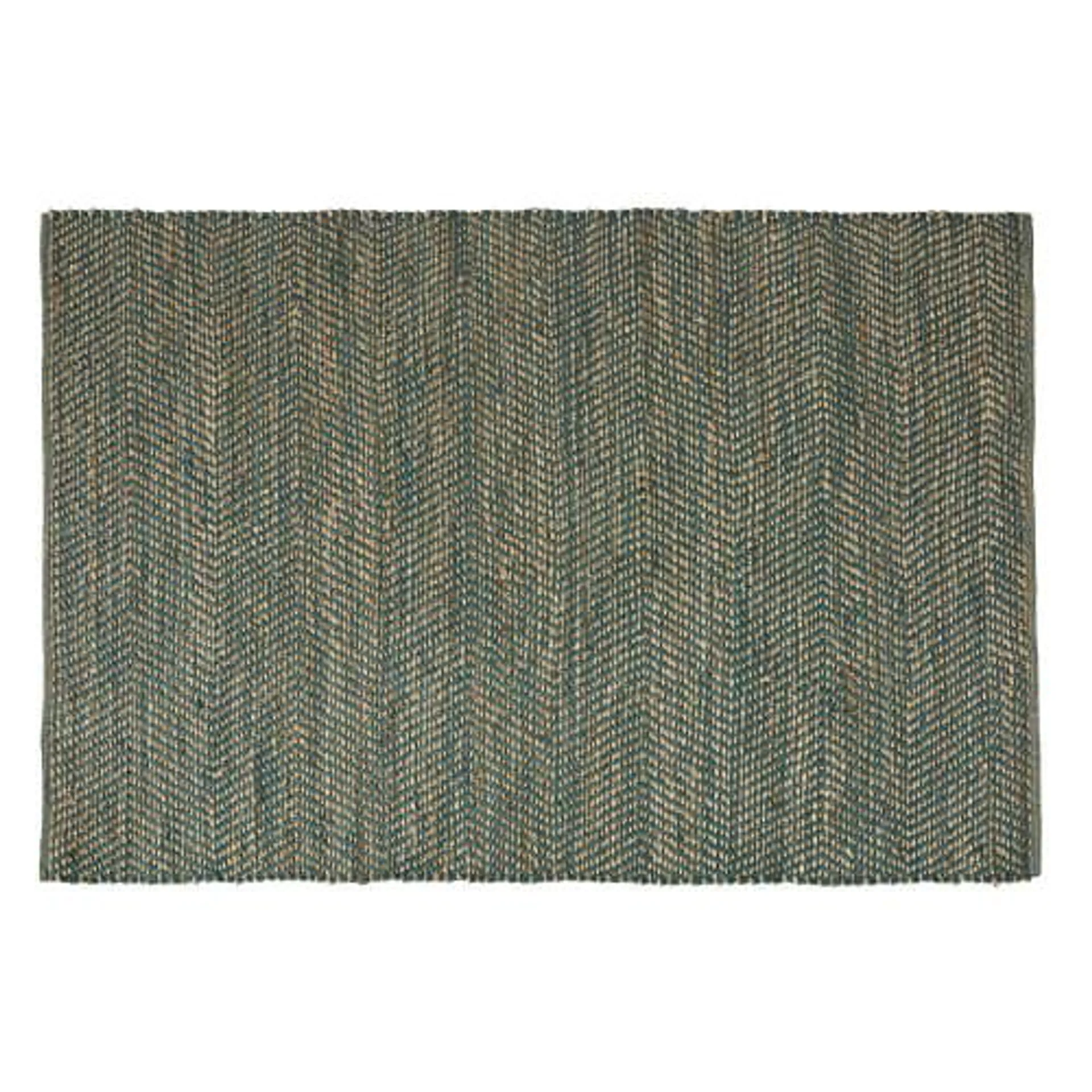 Tappeto in cotone riciclato verde, nero e iuta beige 140x200 cm