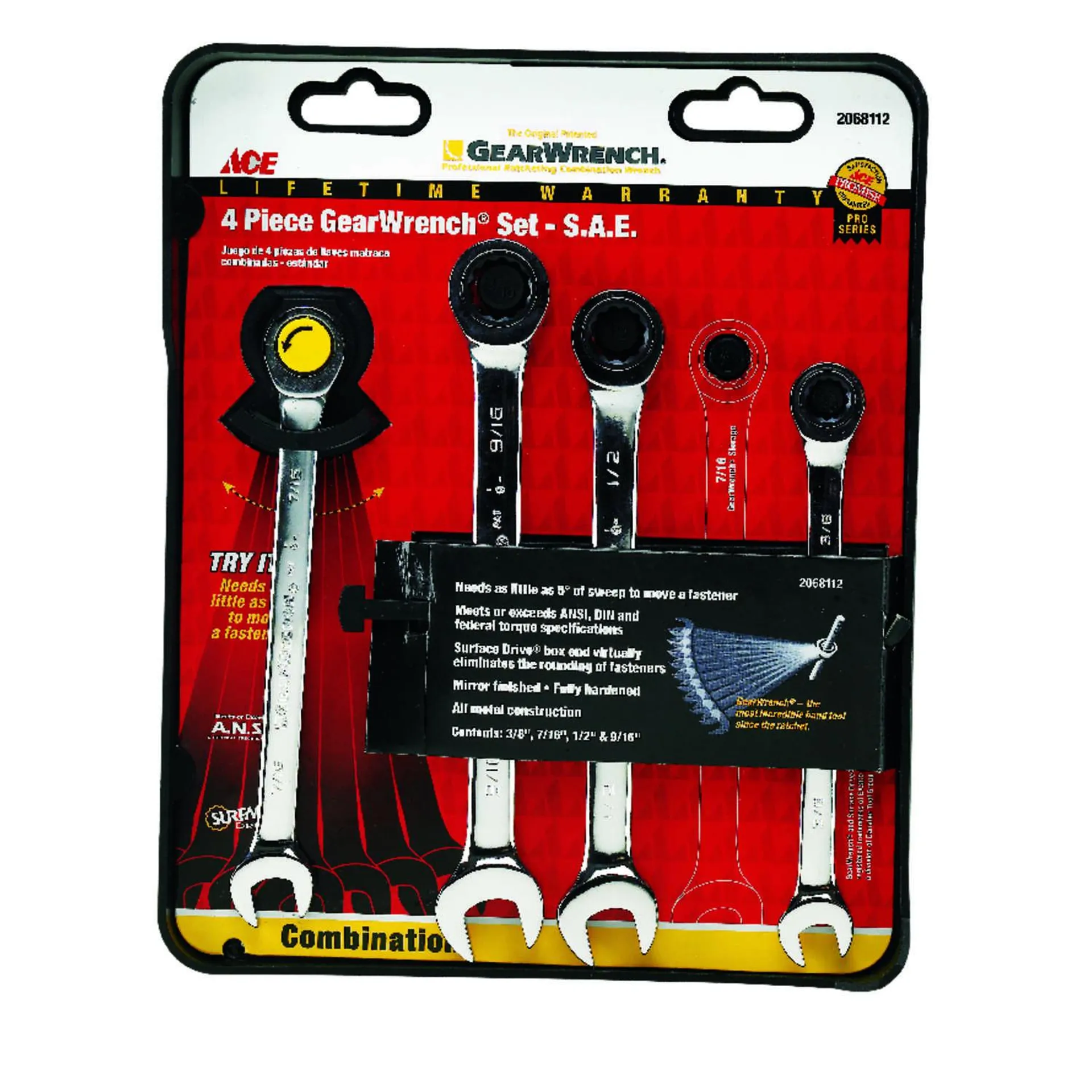 Ace SAE Gearwrench Set 7.5 in. L 4 pc