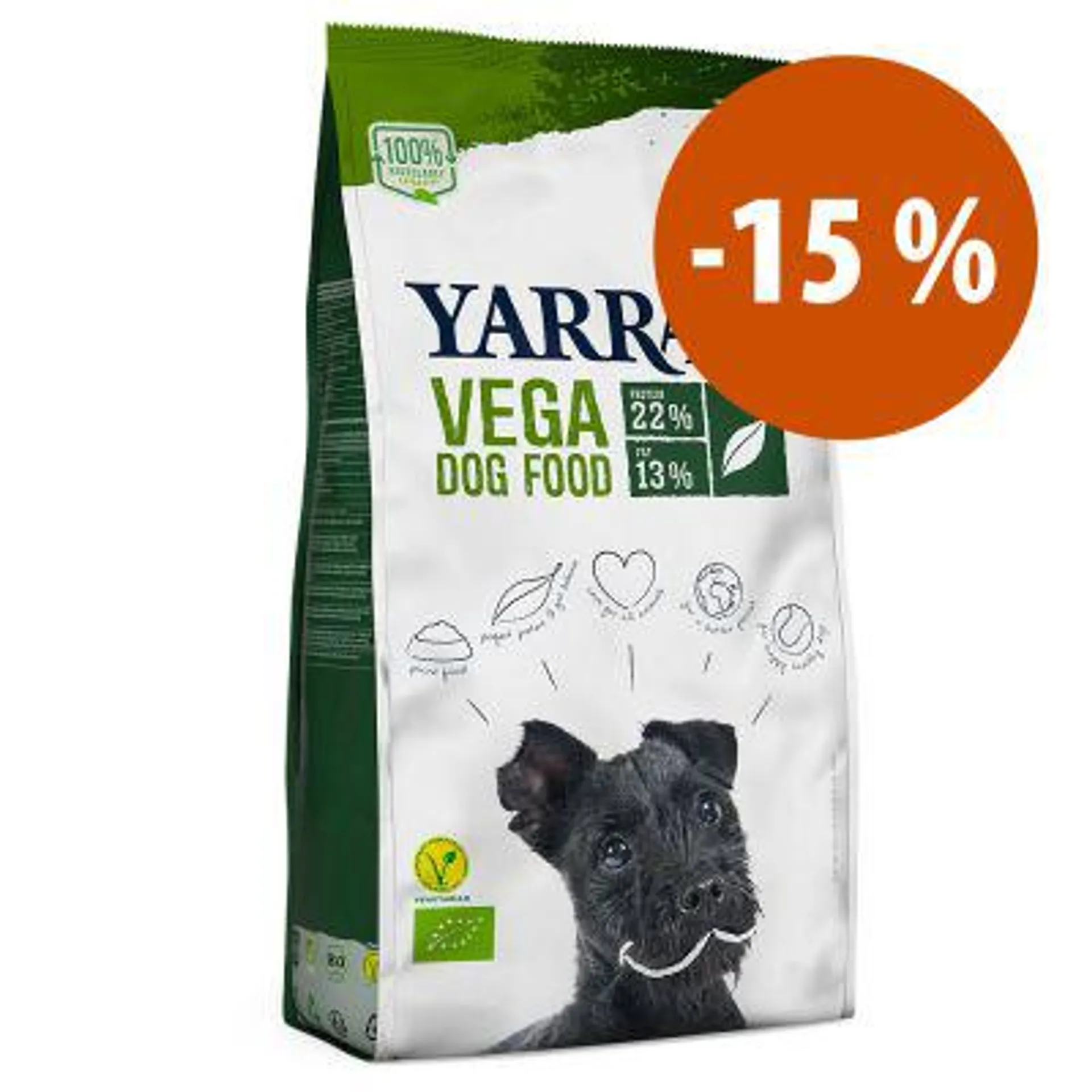 Yarrah de 5 kg a 15 kg ração biológica para cães: 15 % de desconto!