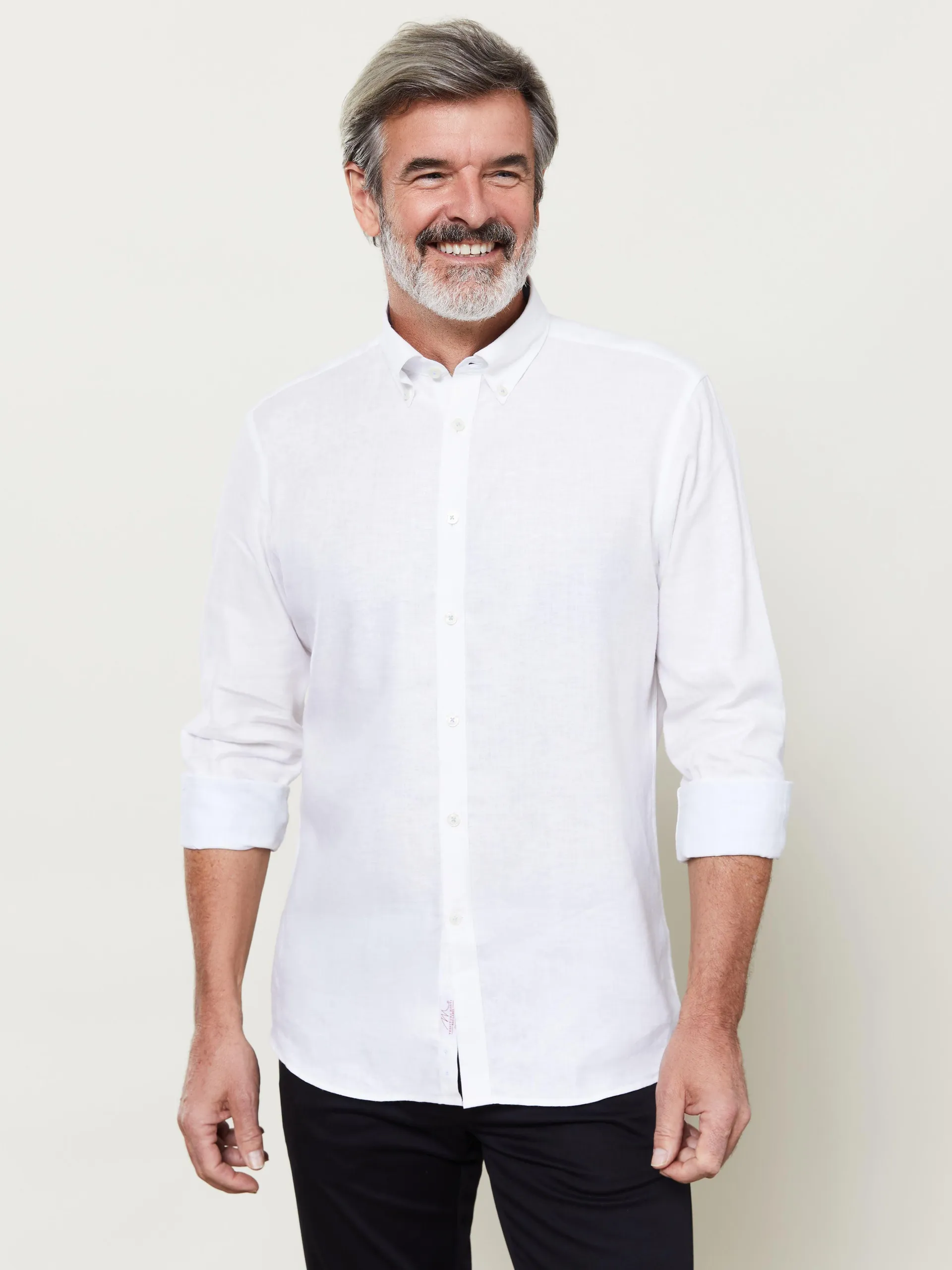 Slim Fit White Linen Modal Shirt