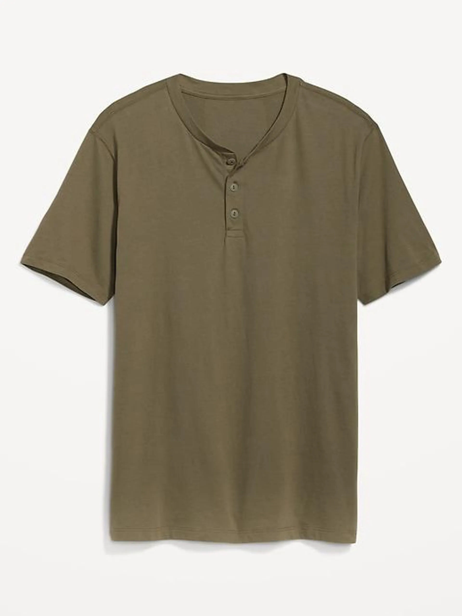 Soft-Washed Short-Sleeve Henley T-Shirt for Men
