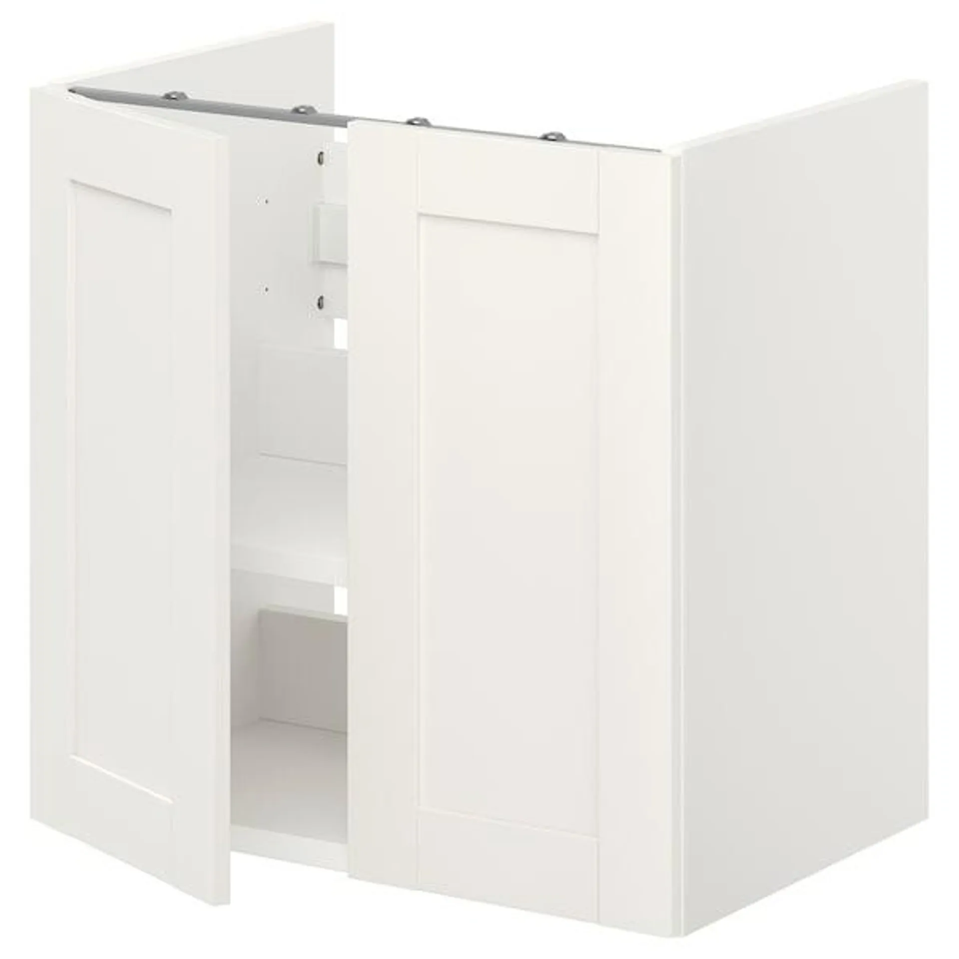 Mueble lavabo con balda/puertas, blanco/marco blanco,