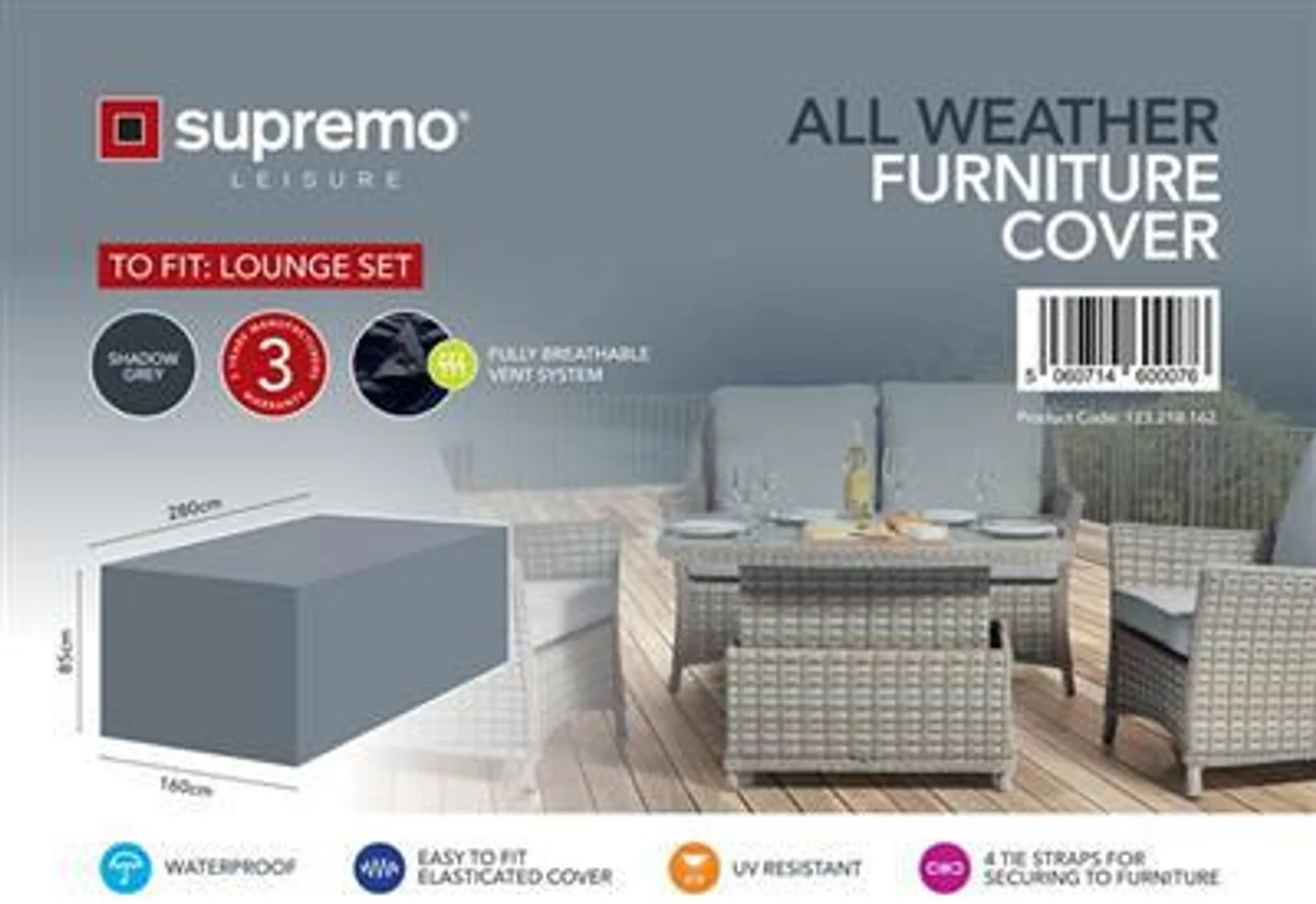 Supremo Turin Lounge Set Cover Grey