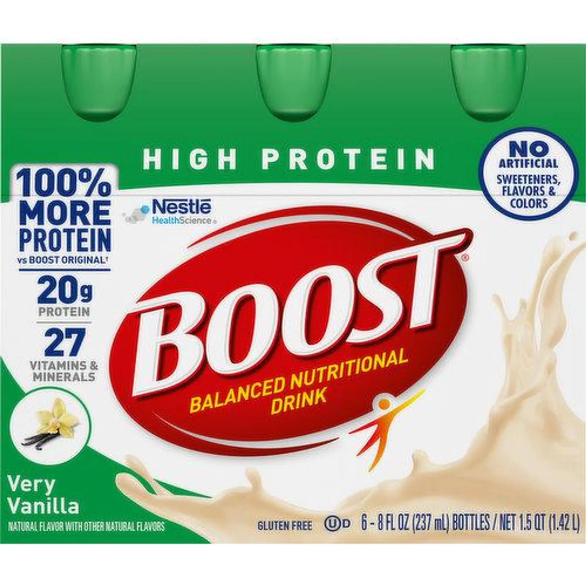 Boost Nutritional Drink, Balanced, High Protein, Very Vanilla, 6 Each