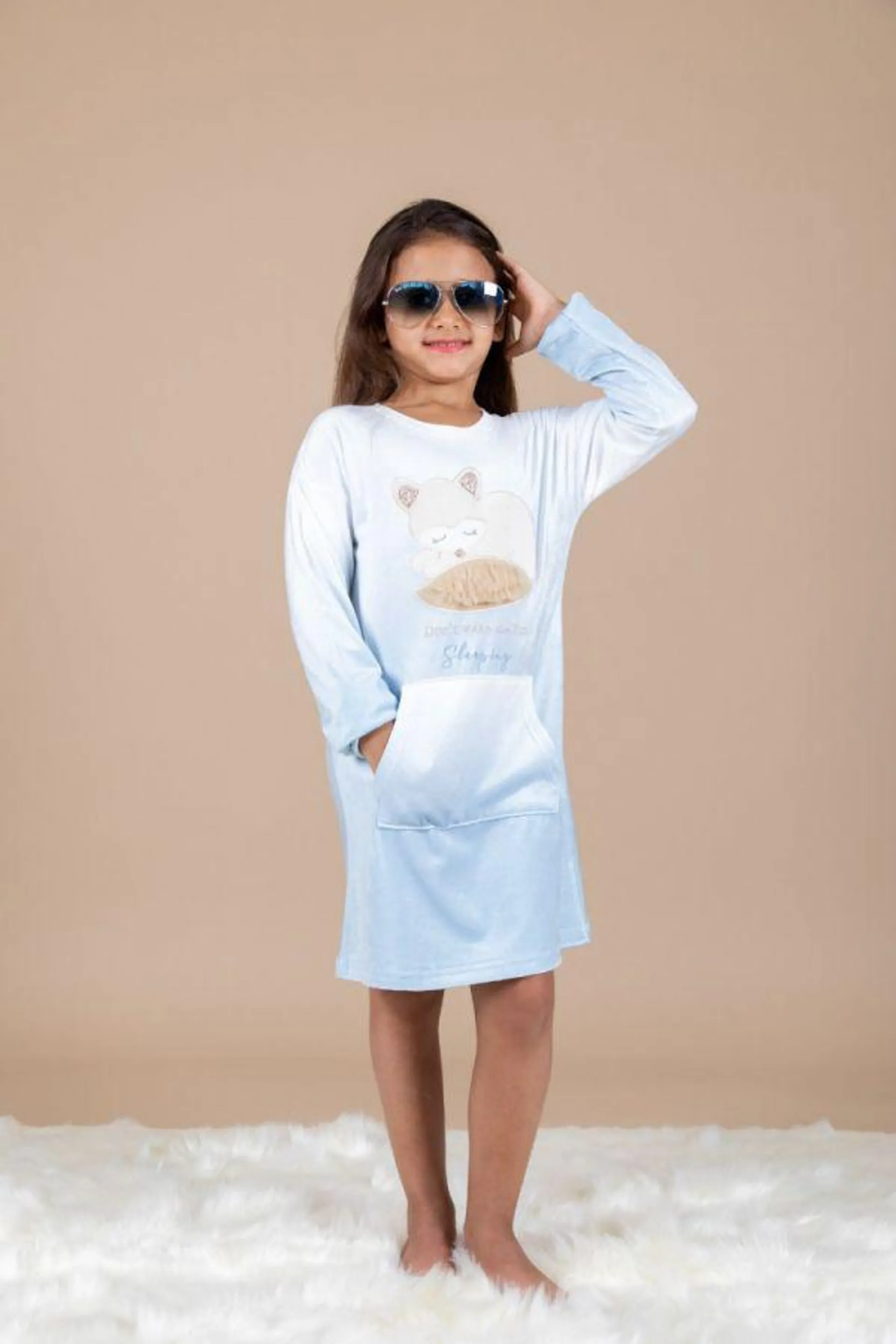 Girls Blue Ombre Fox Nightdress