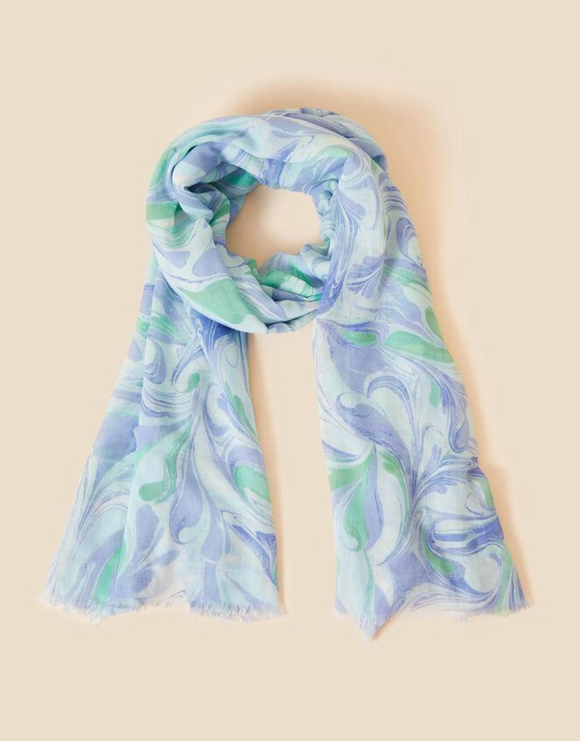 Marble Printed Scarf in Recycled Polyester
