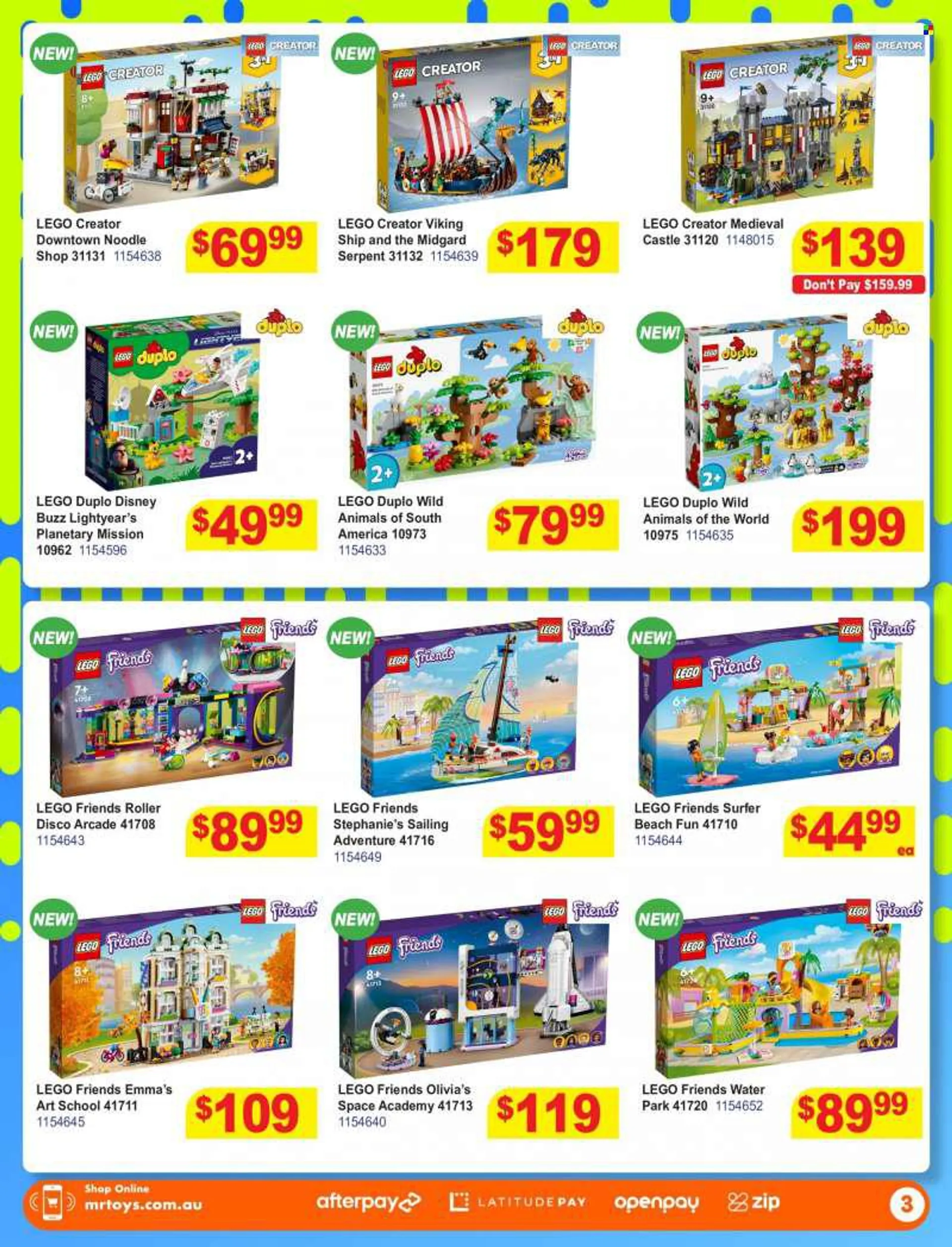 Mr Toys Catalogue - 9 Jun 2022 - 17 Jul 2022 - Sales products - Disney, LEGO, LEGO Creator, LEGO Duplo, LEGO Friends, roller. Page 3.