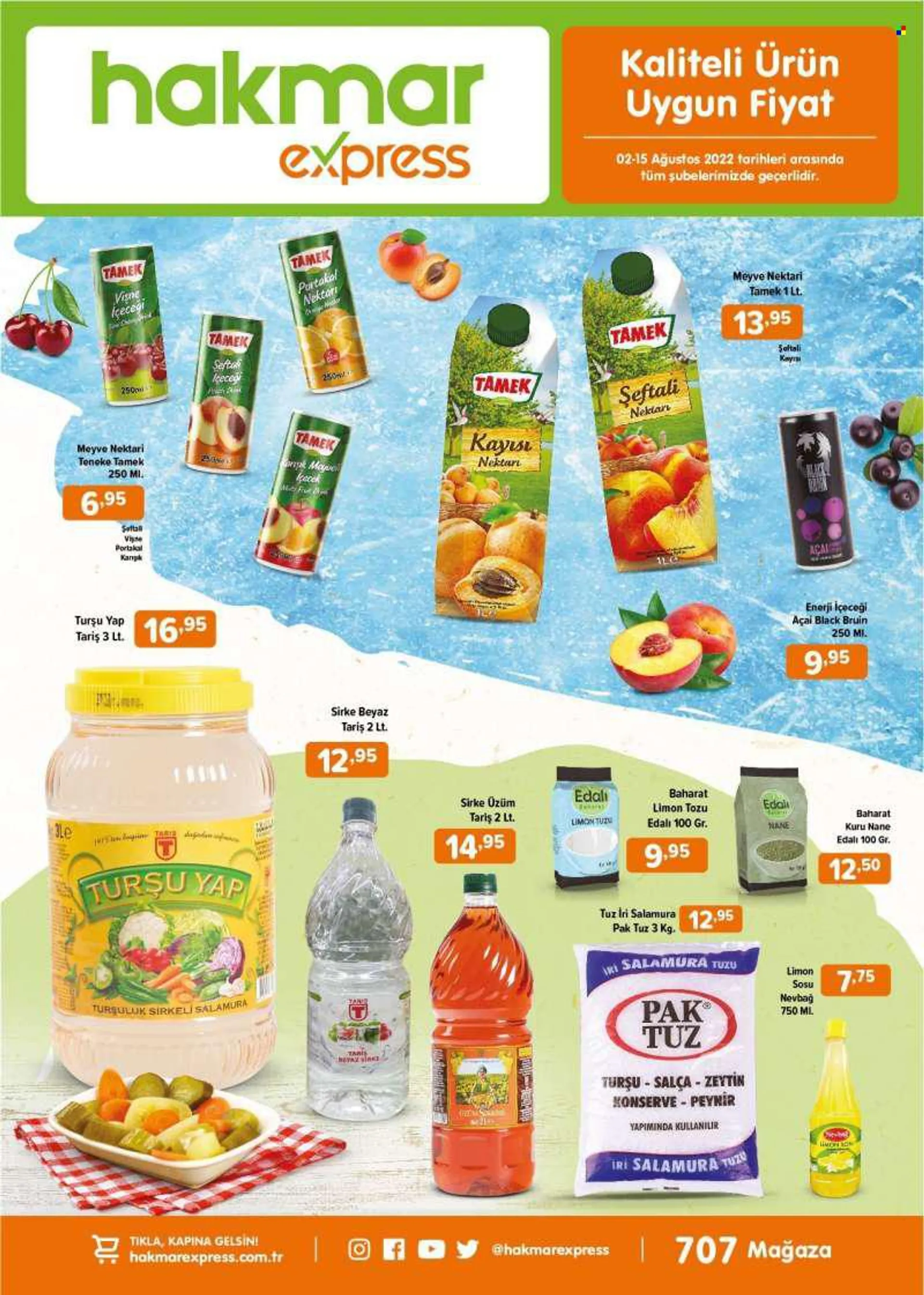 Hakmar Express aktüel ürünler, broşür  - 8.2.2022 - 8.15.2022 - Satıştaki ürünler - tamek, taris, portakal, limon, limon tuzu, zeytin. Sayfa 2.