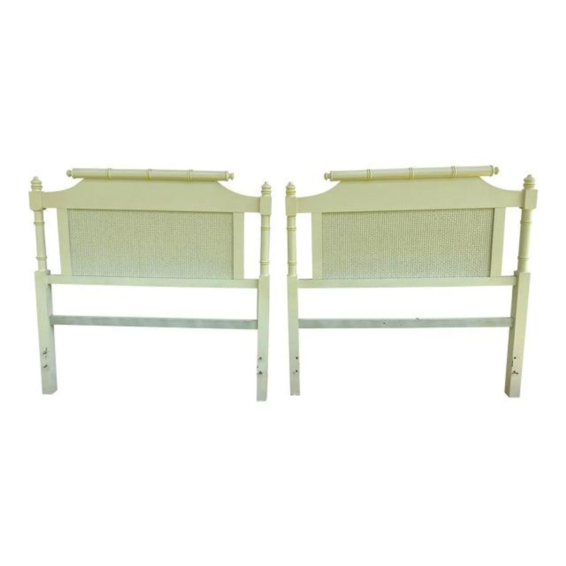 1970s Vintage Cane Faux Bamboo Twin Headboards- Pair
